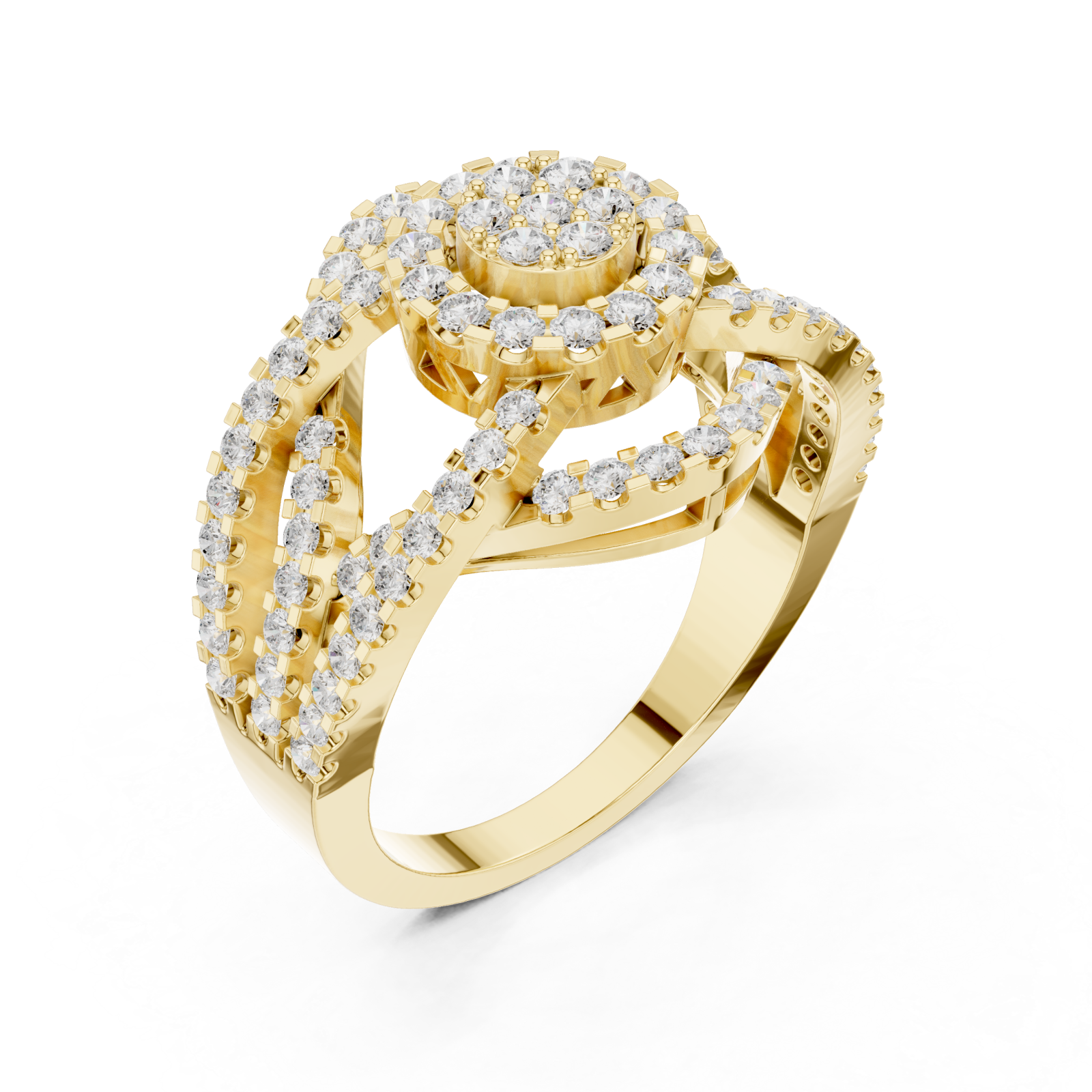 Gold Celestial Blossom Cluster Gallery Band Right View