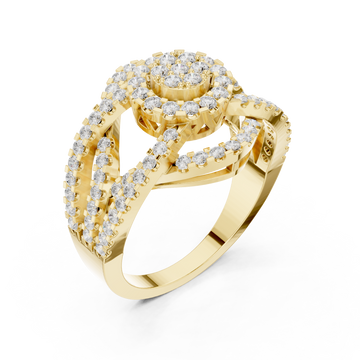 Gold Celestial Blossom Cluster Gallery Band Right View