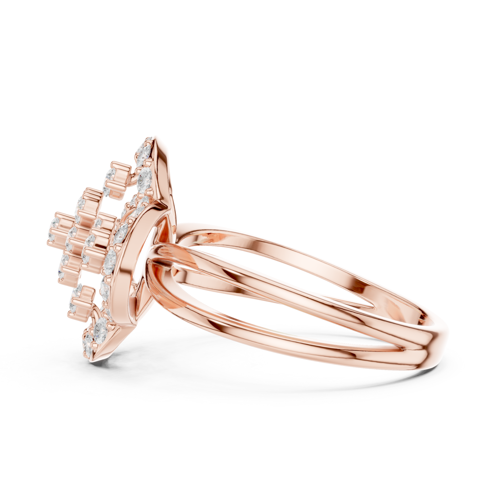  Rose Gold Serenade Echo Blossom Cocktail Ring Side View