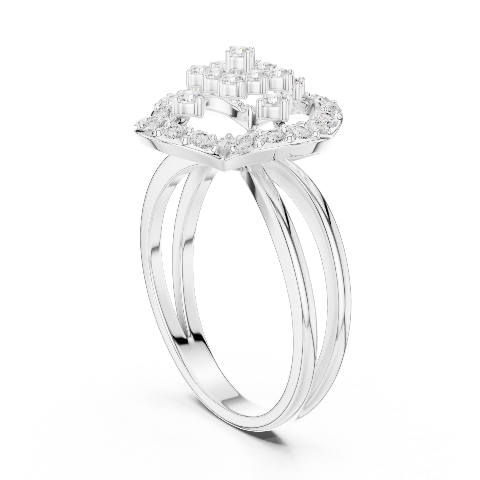  White Gold Serenade Echo Blossom Cocktail Ring Left View