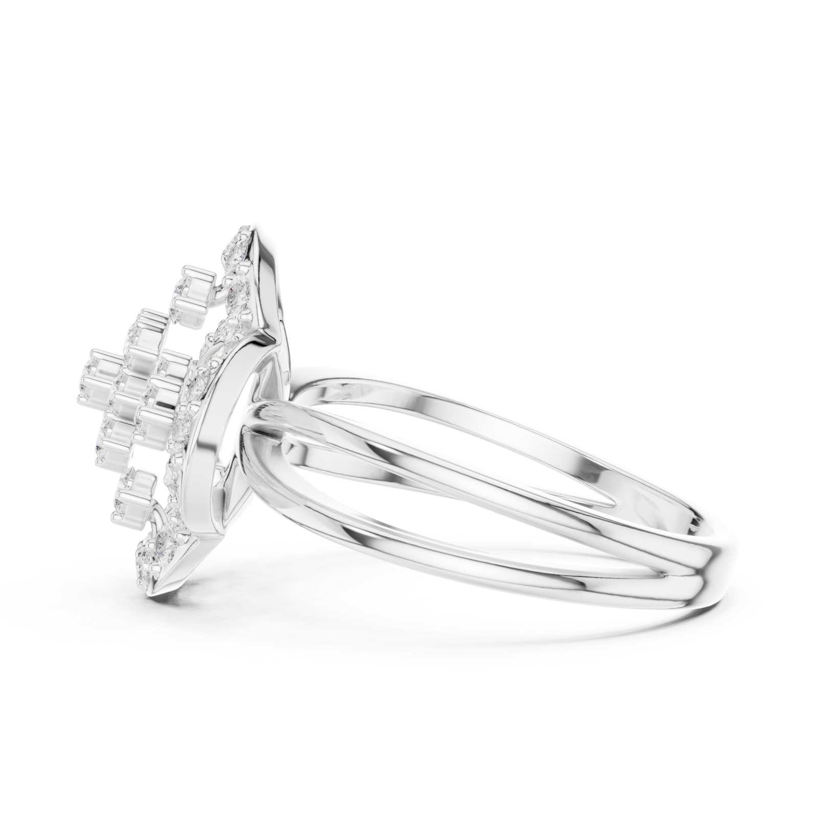  White Gold Serenade Echo Blossom Cocktail Ring Side View