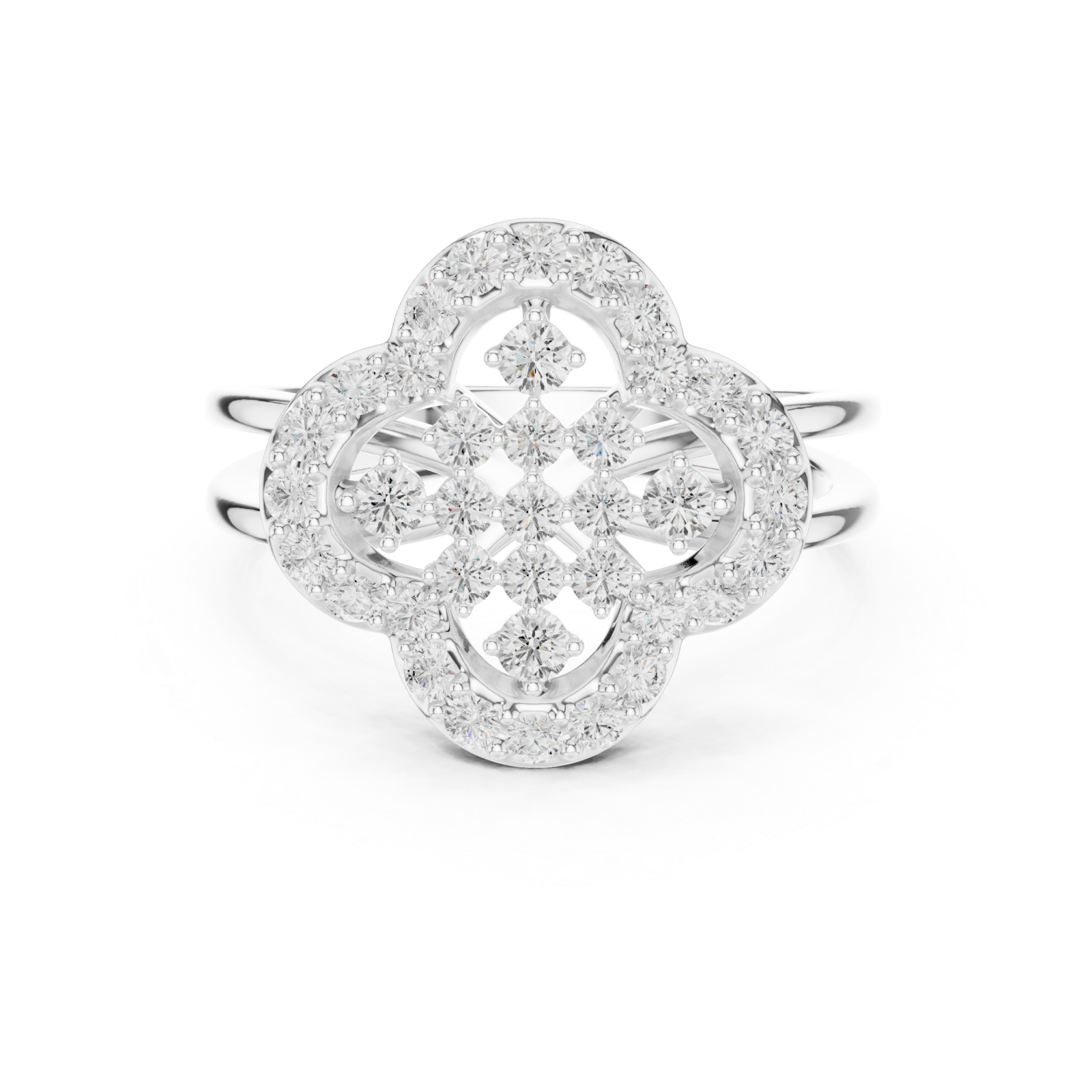  White Gold Serenade Echo Blossom Cocktail Ring Front View