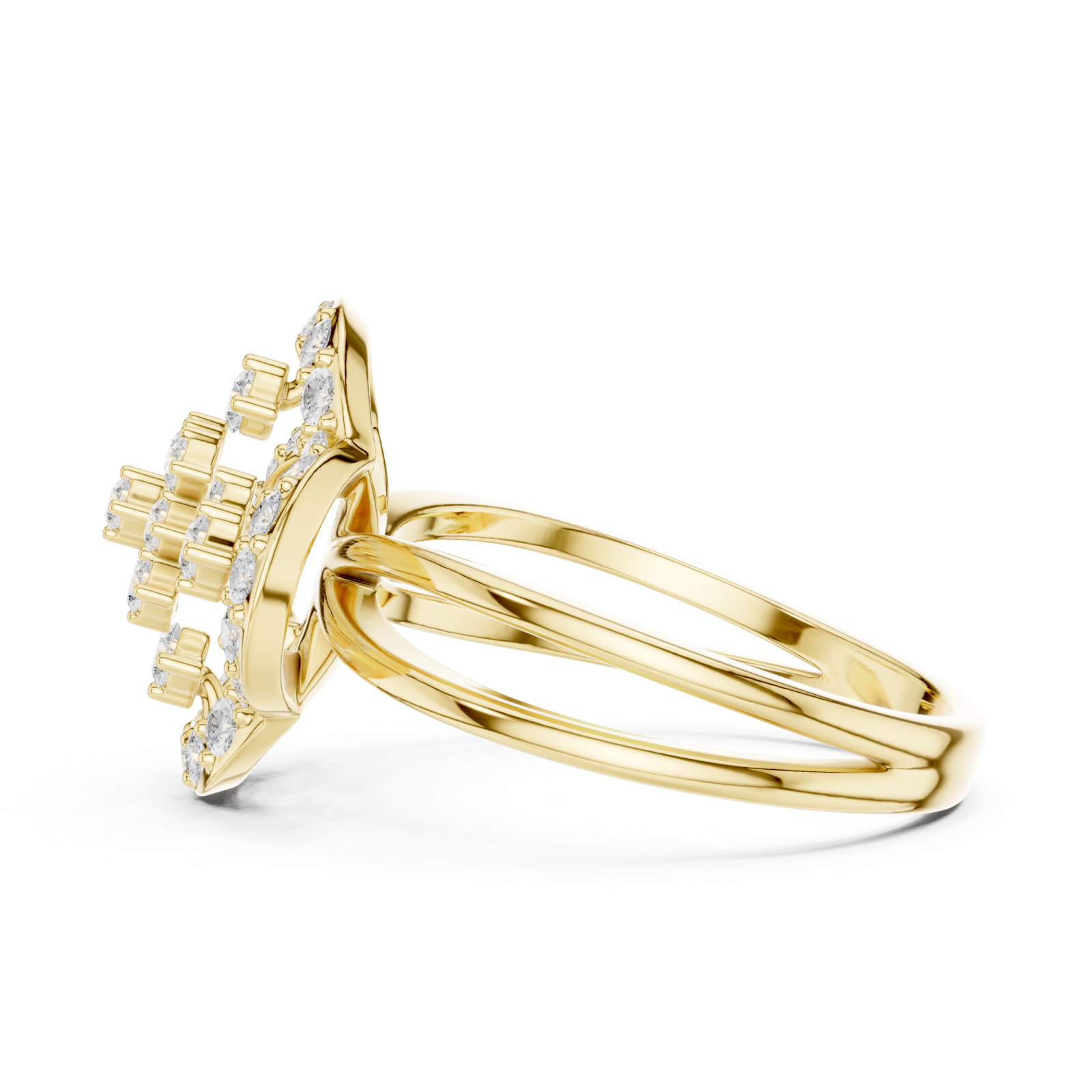  Gold Serenade Echo Blossom Cocktail Ring Side View