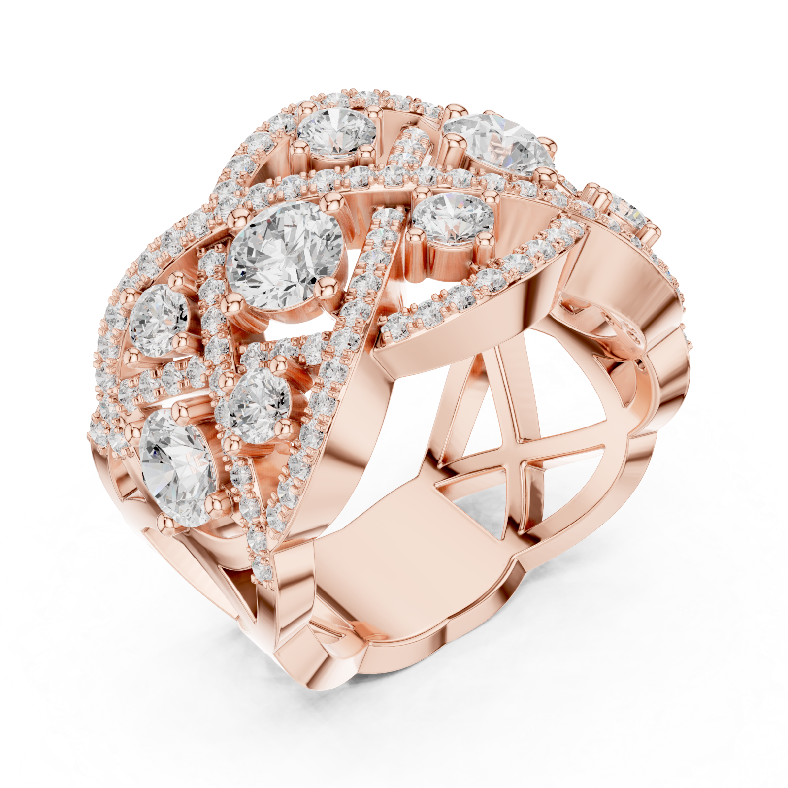  Rose Gold Cherished Aurora Spiral Statement Band Ring Right View