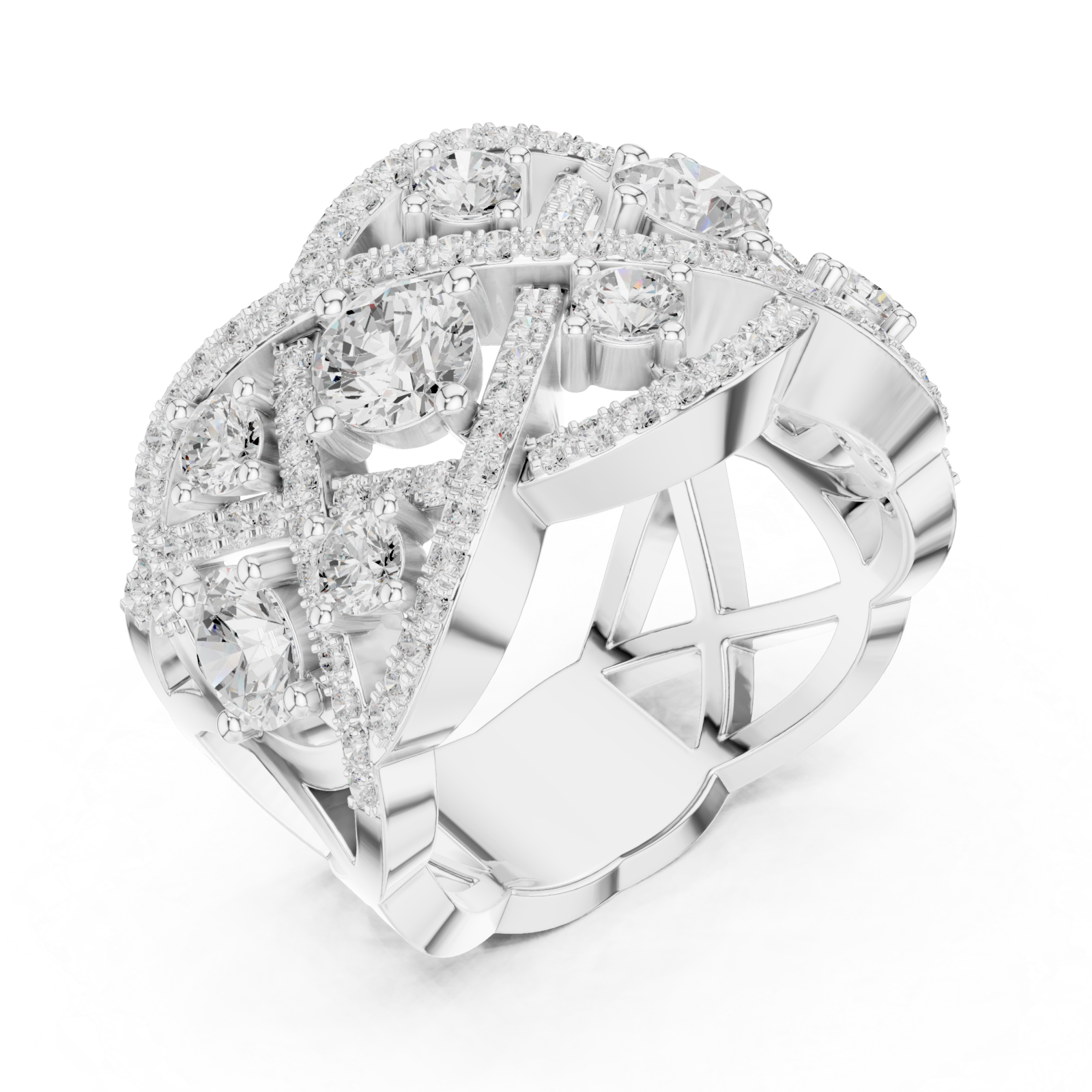  White Gold Cherished Aurora Spiral Statement Band Ring Right View