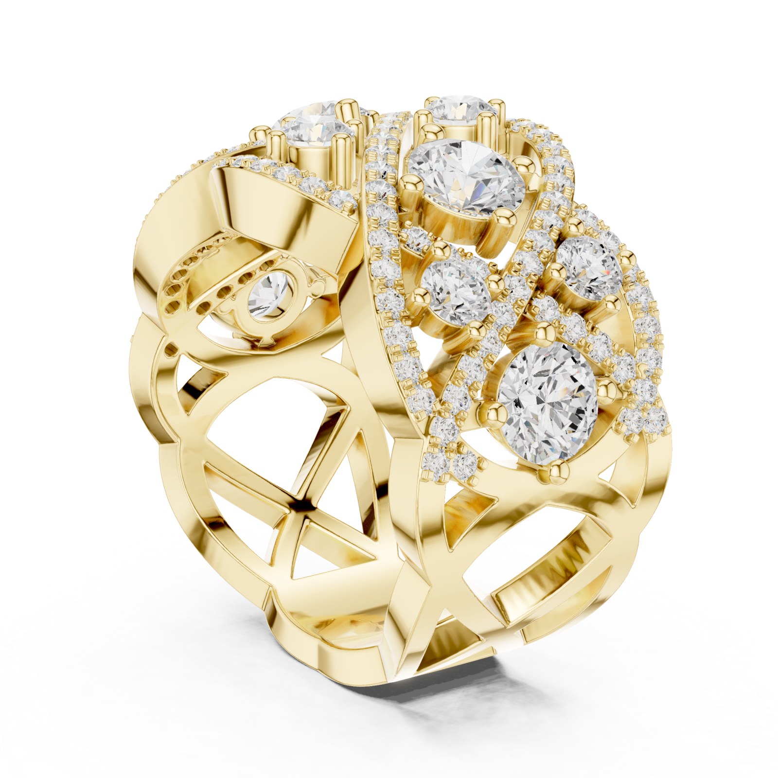  Gold Cherished Aurora Spiral Statement Band Ring Left View