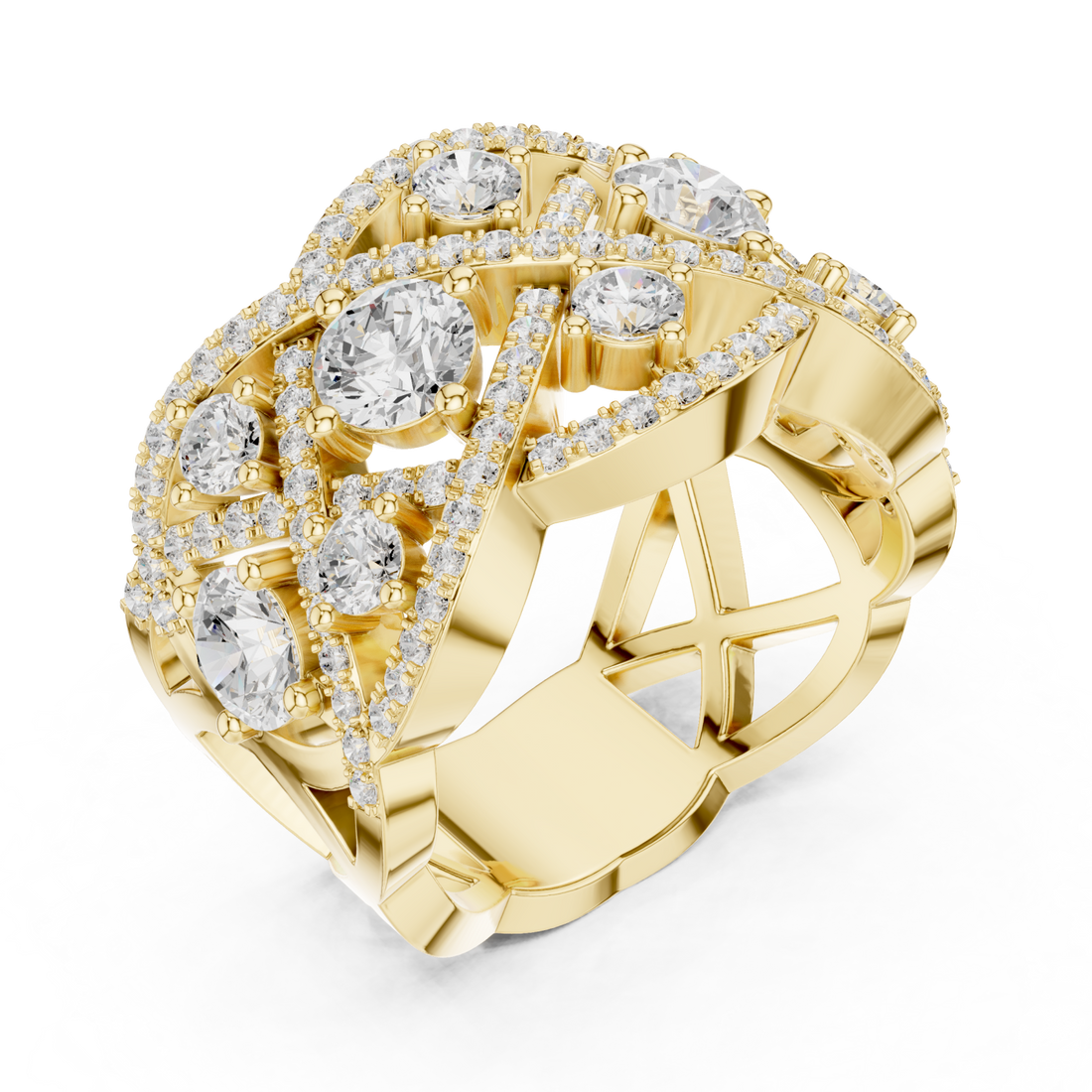 Gold Cherished Aurora Spiral Statement Band Ring Right View