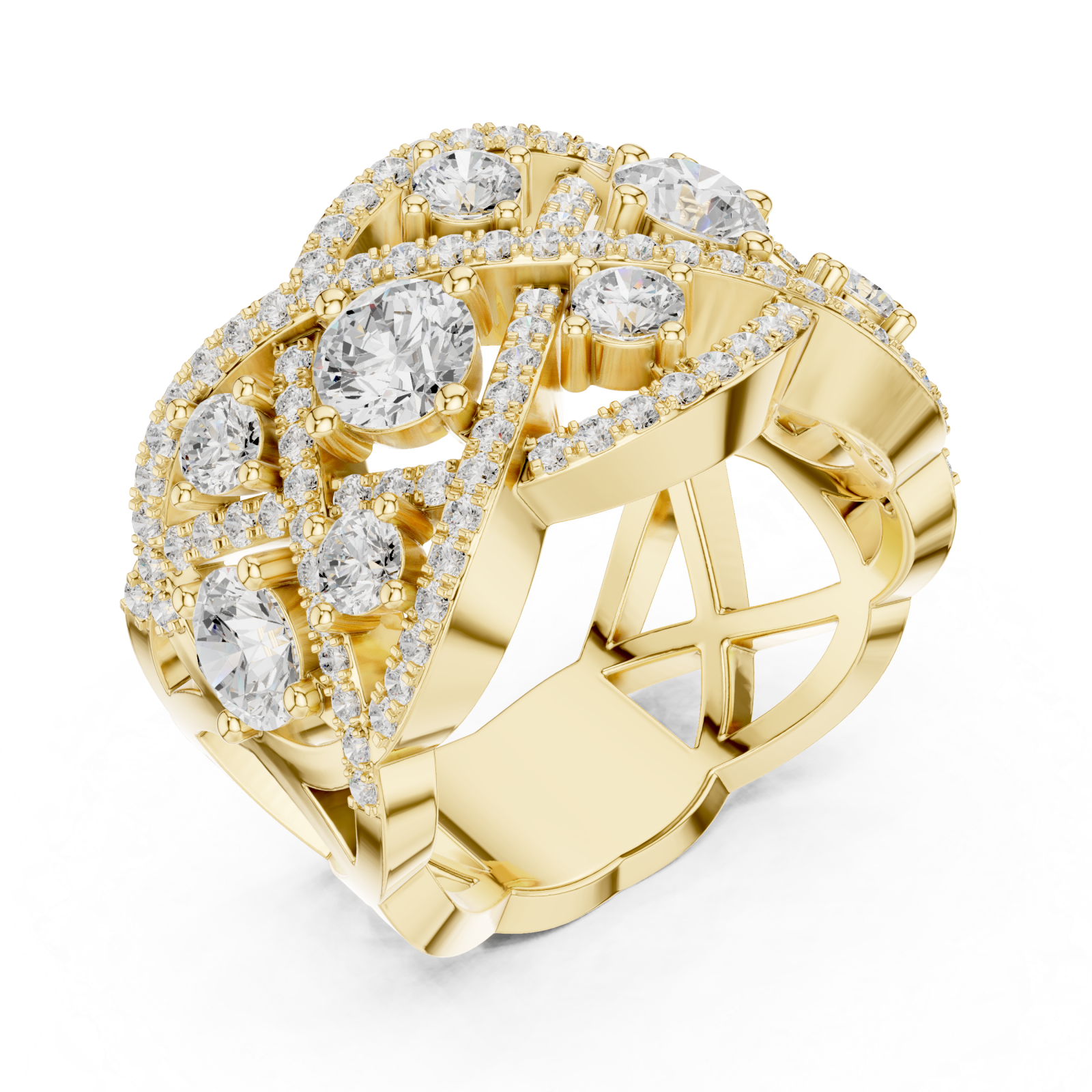 Gold Cherished Aurora Spiral Statement Band Ring Right View