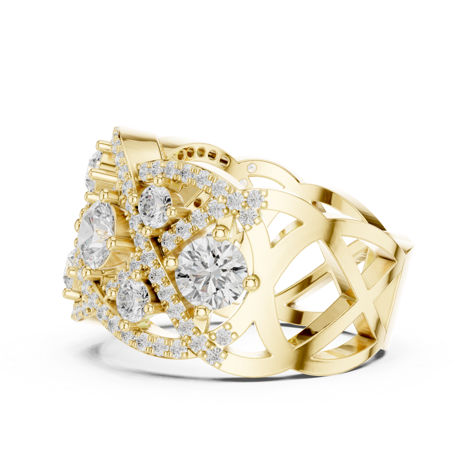  Gold Cherished Aurora Spiral Statement Band Ring Side View