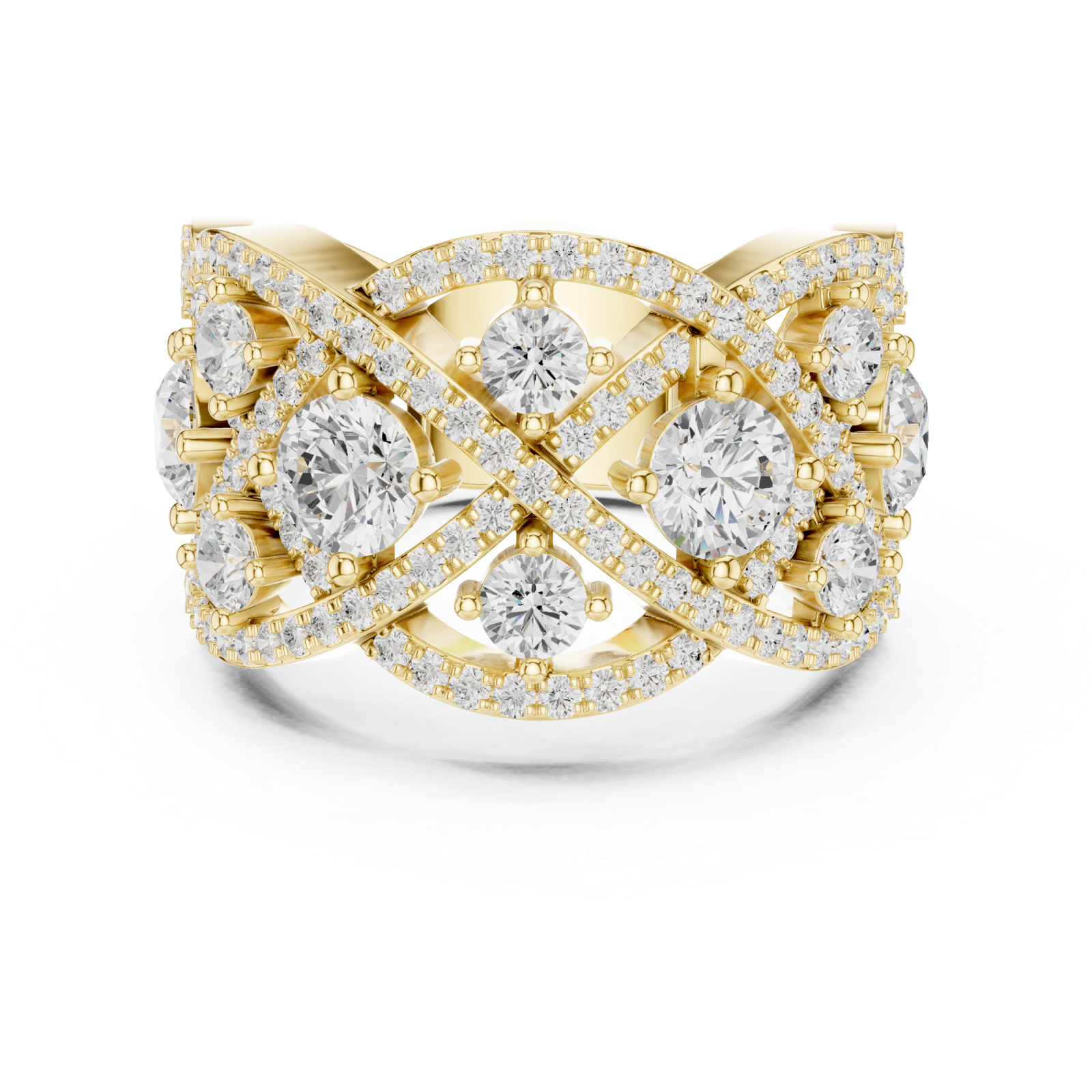  Gold Cherished Aurora Spiral Statement Band Ring Front View