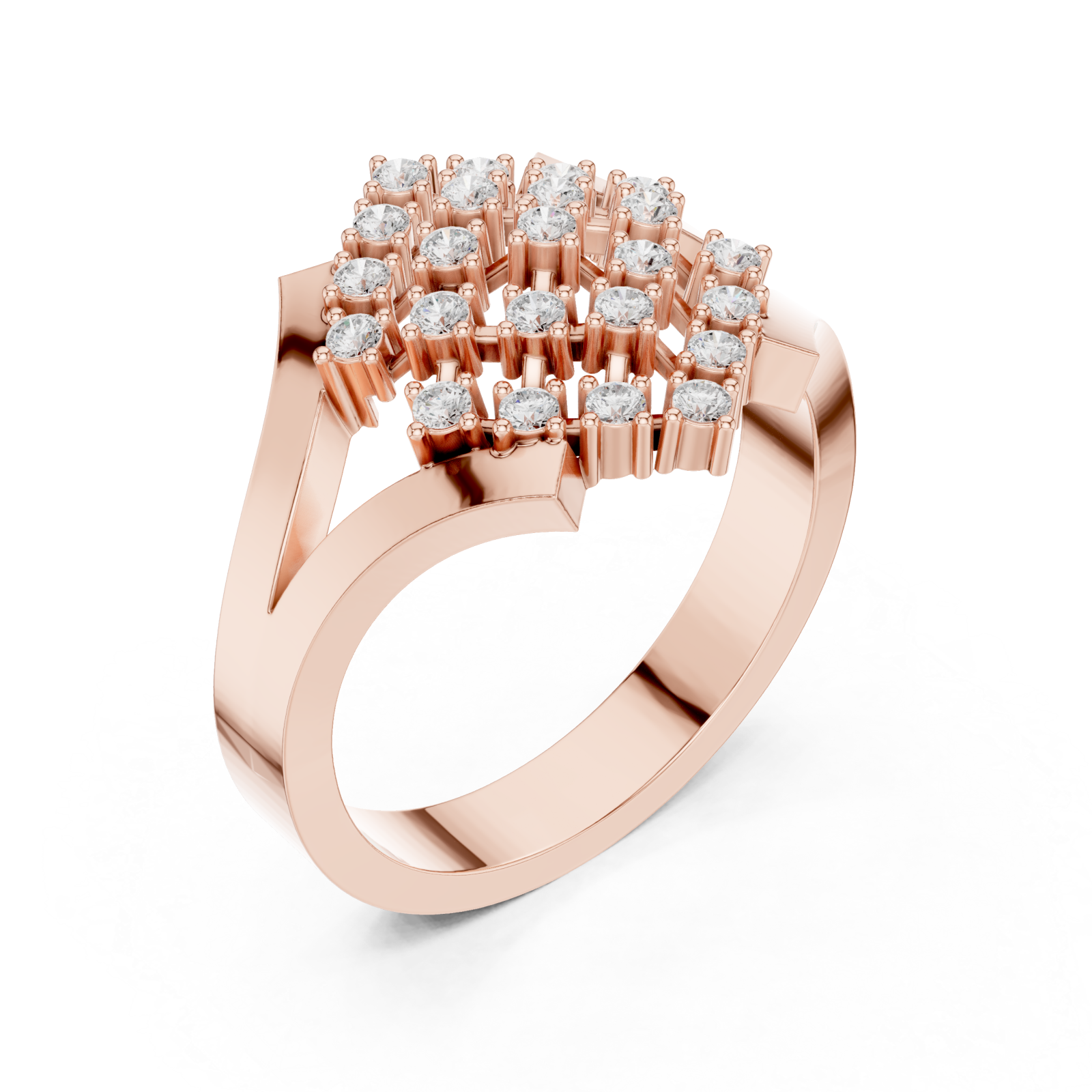 Rose Gold Twilight Cascade Layered Geometric Ring Right View