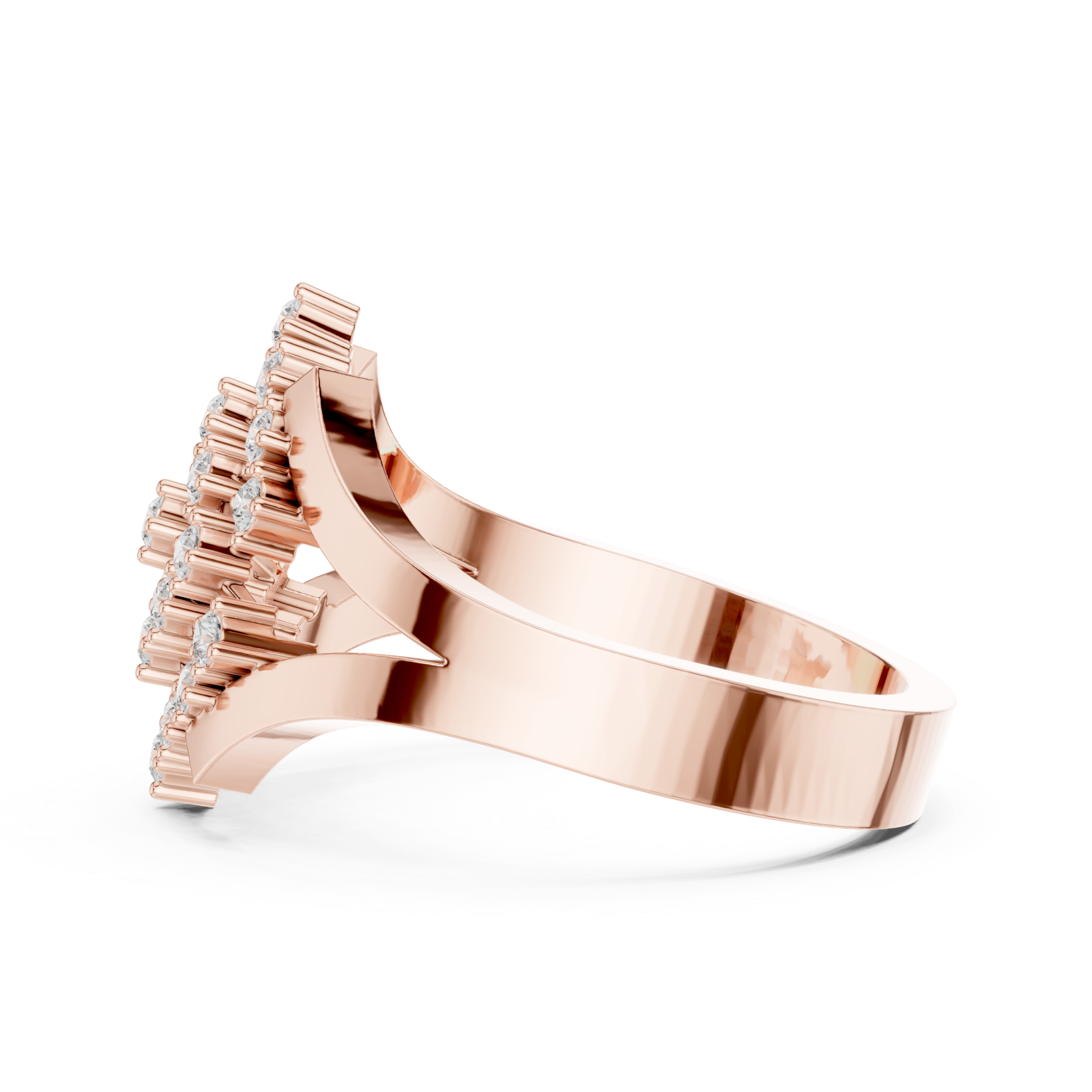  Rose Gold Twilight Cascade Layered Geometric Ring Side View