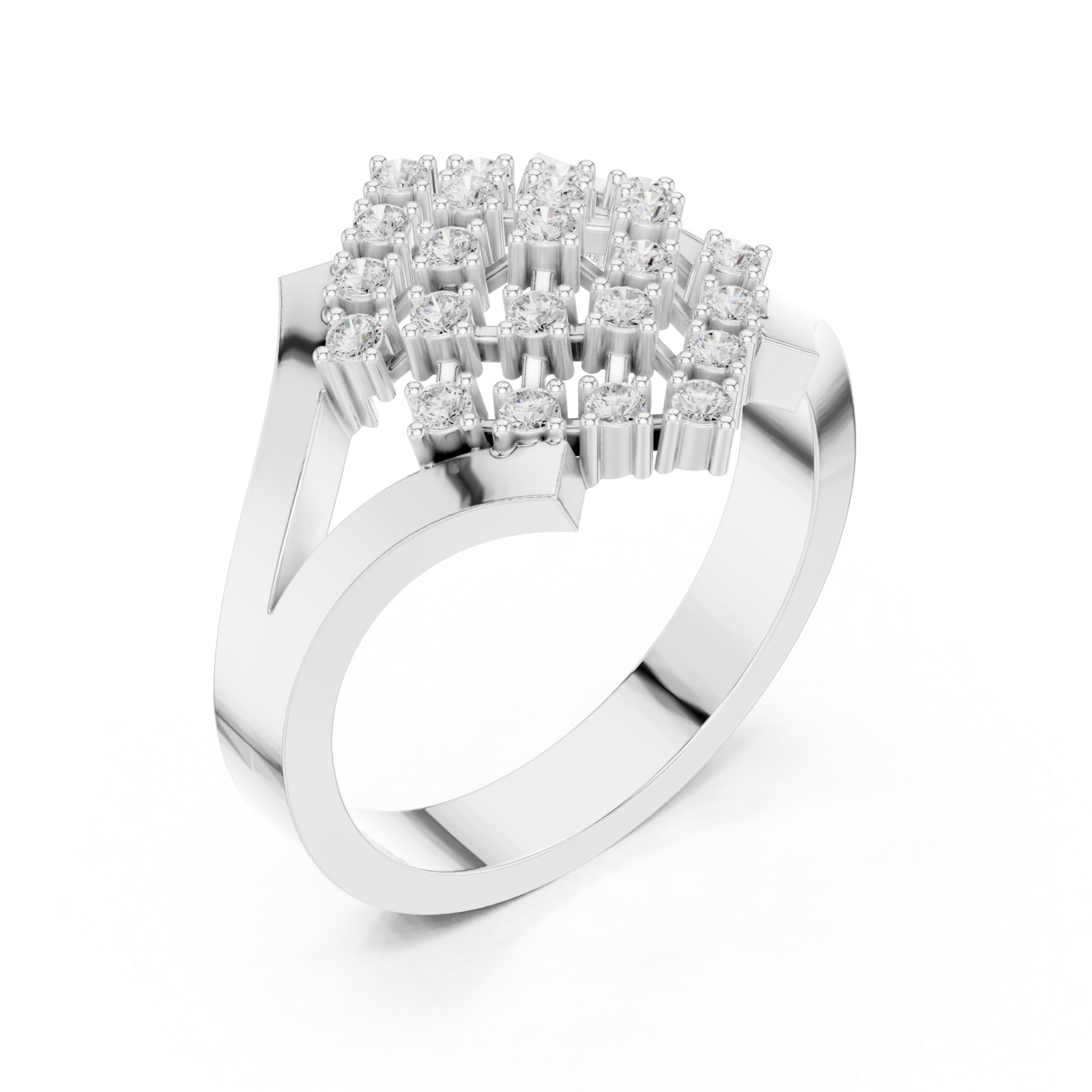  White Gold Twilight Cascade Layered Geometric Ring Right View