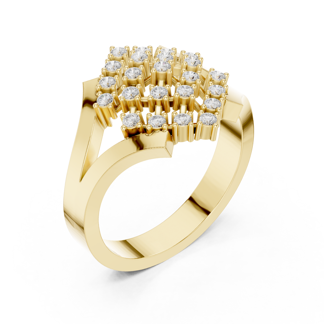 Gold Twilight Cascade Layered Geometric Ring Right View