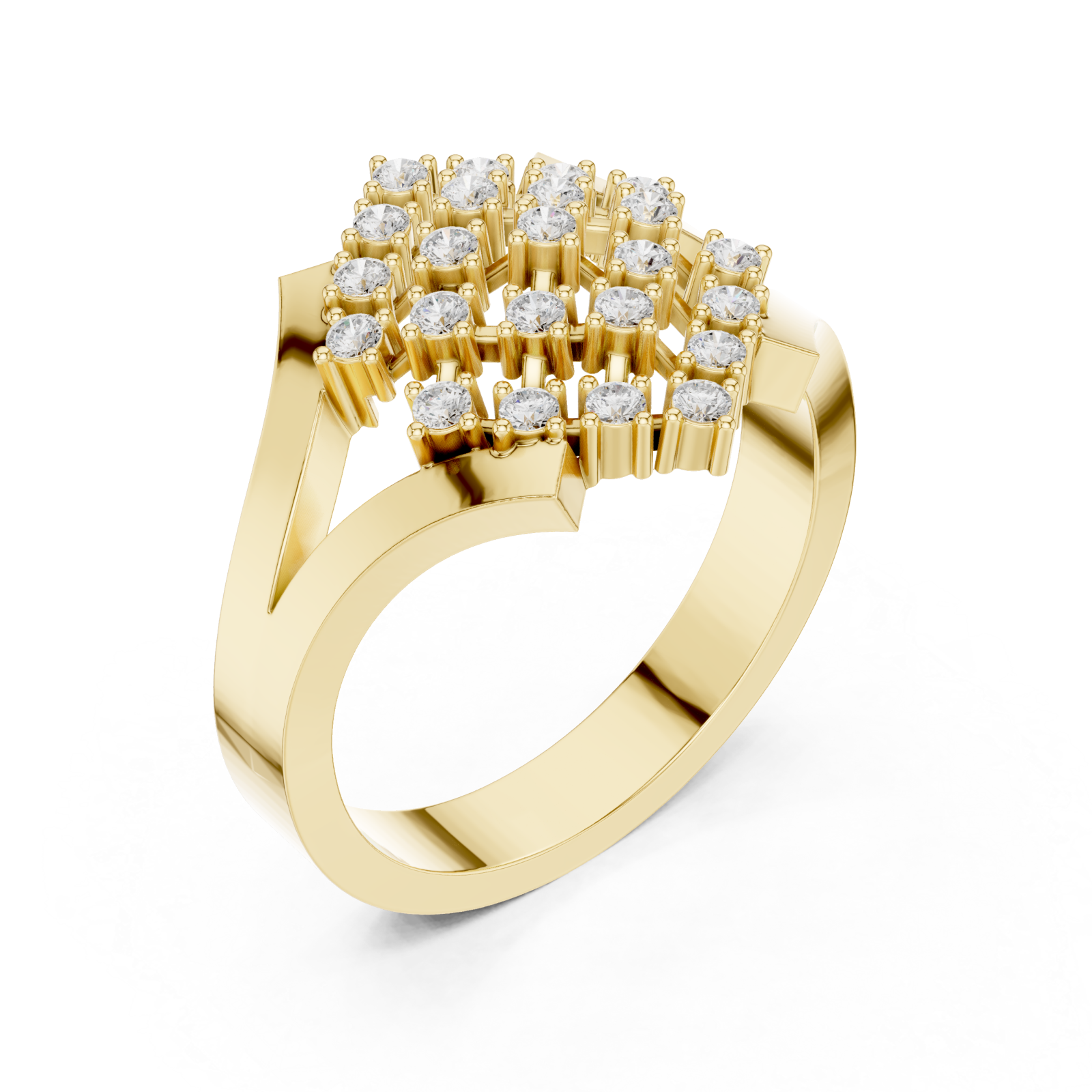 Gold Twilight Cascade Layered Geometric Ring Right View