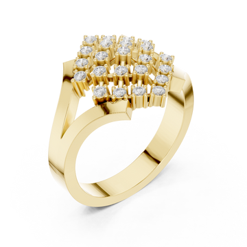 Gold Twilight Cascade Layered Geometric Ring Right View