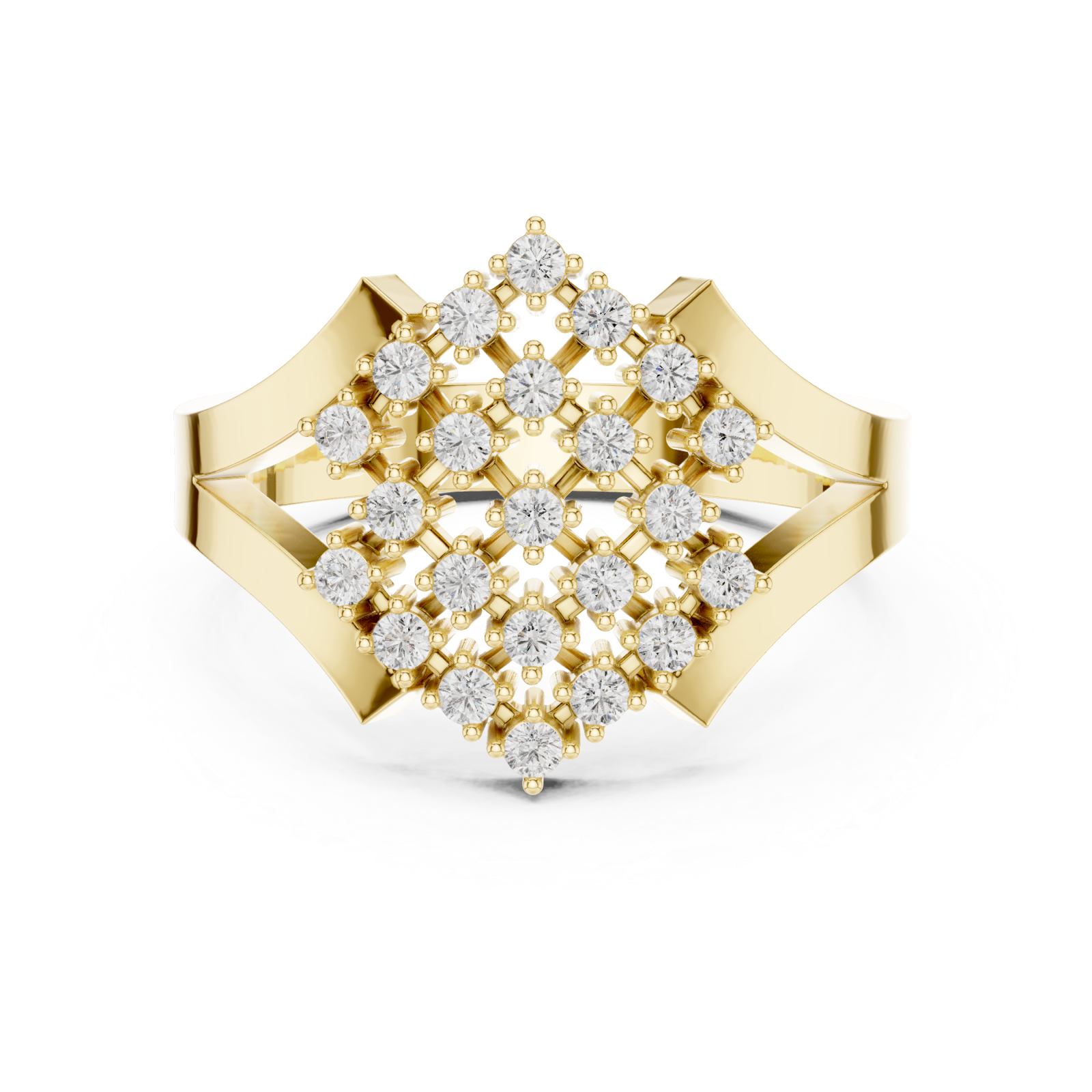  Gold Twilight Cascade Layered Geometric Ring Front View