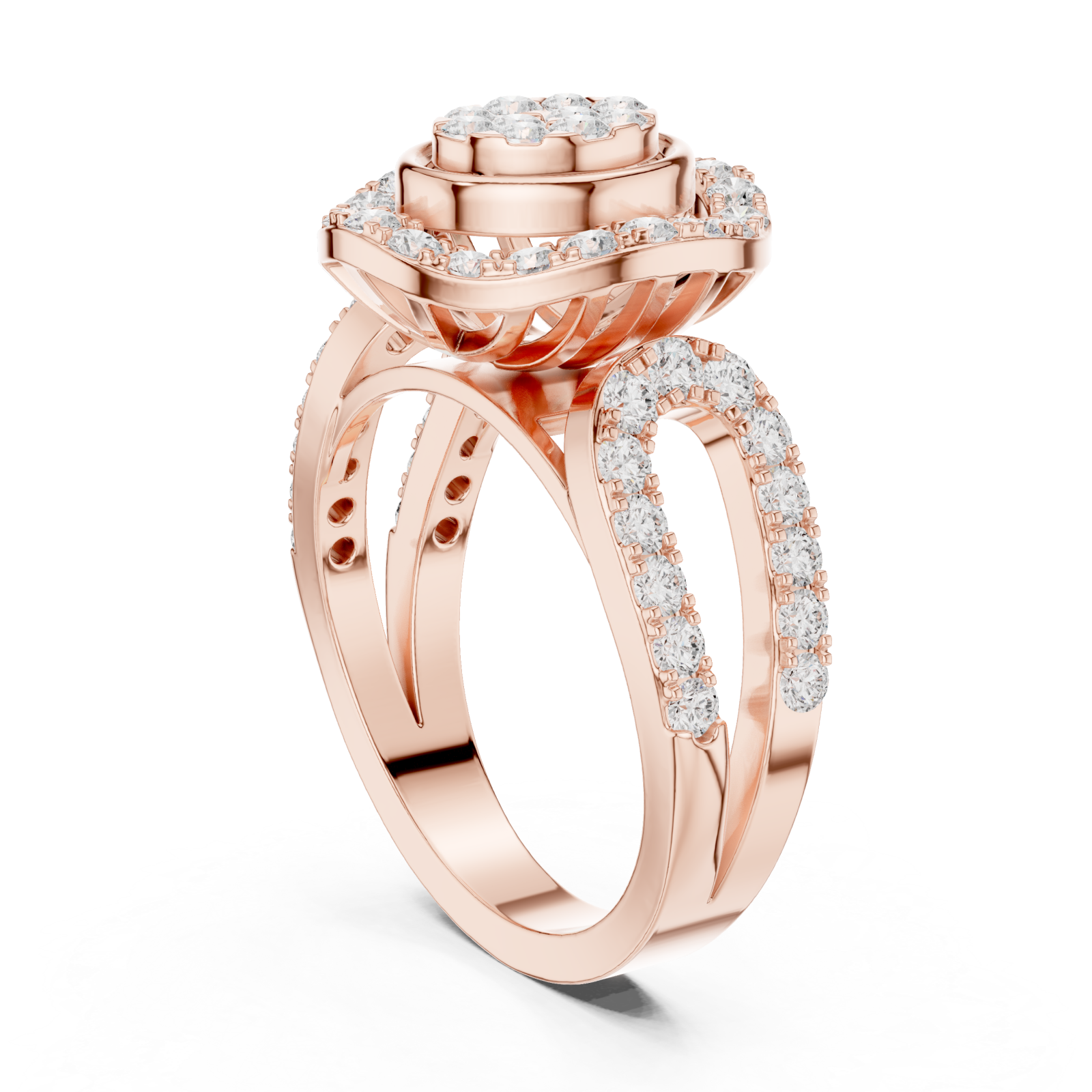 Rose Gold Opaline Spiral Radiance Band Ring Left View