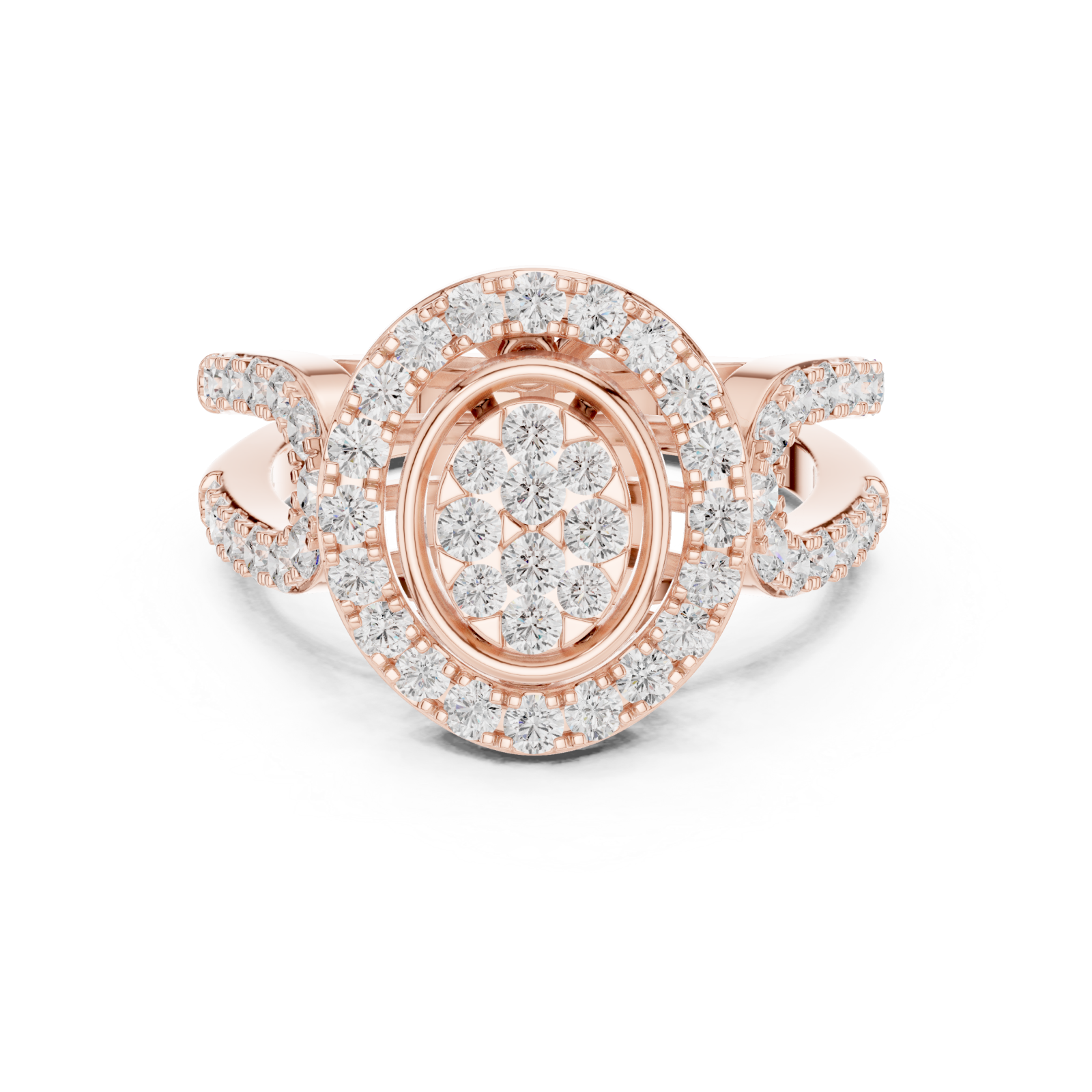  Rose Gold Opaline Spiral Radiance Band Ring Front View