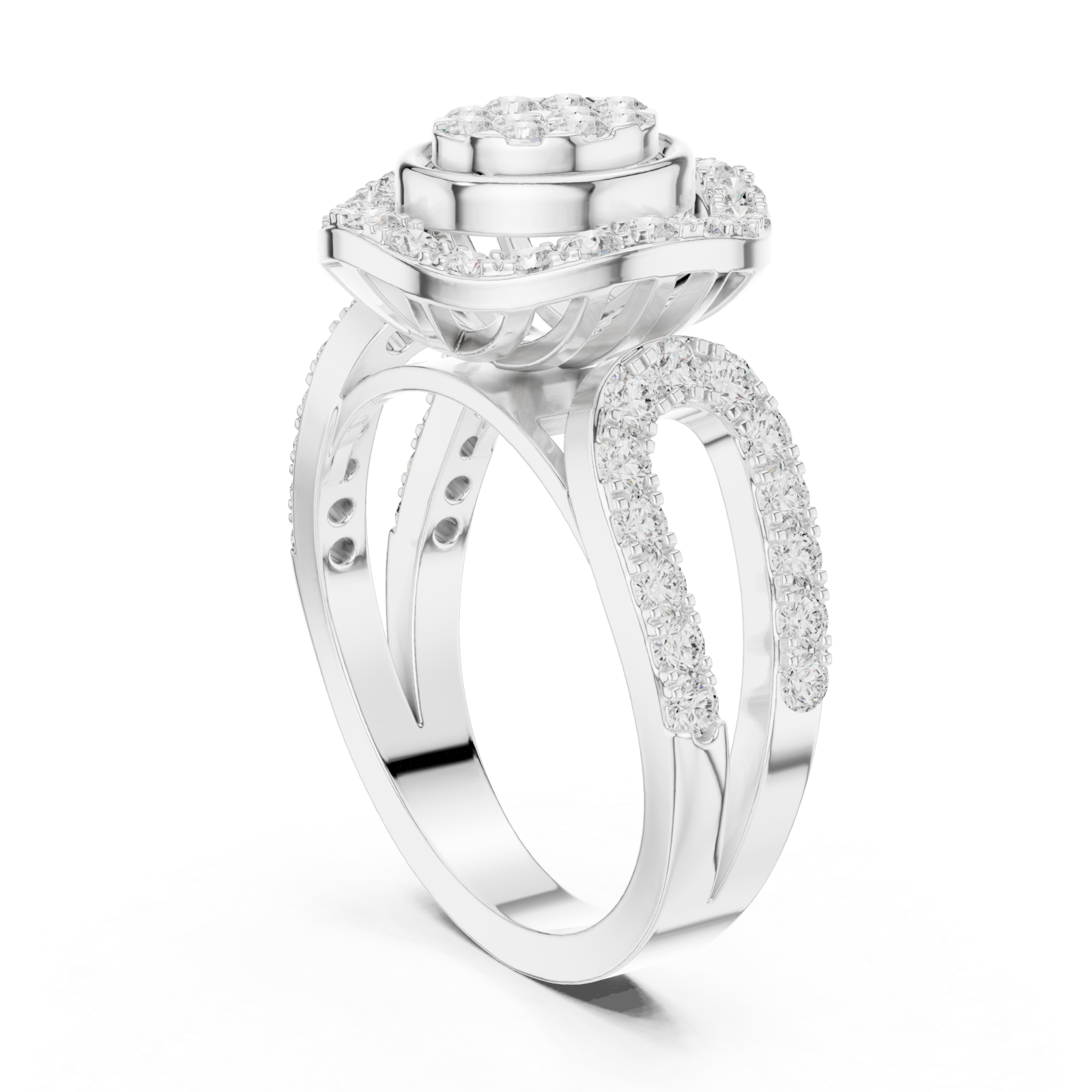  White Gold Opaline Spiral Radiance Band Ring Left View