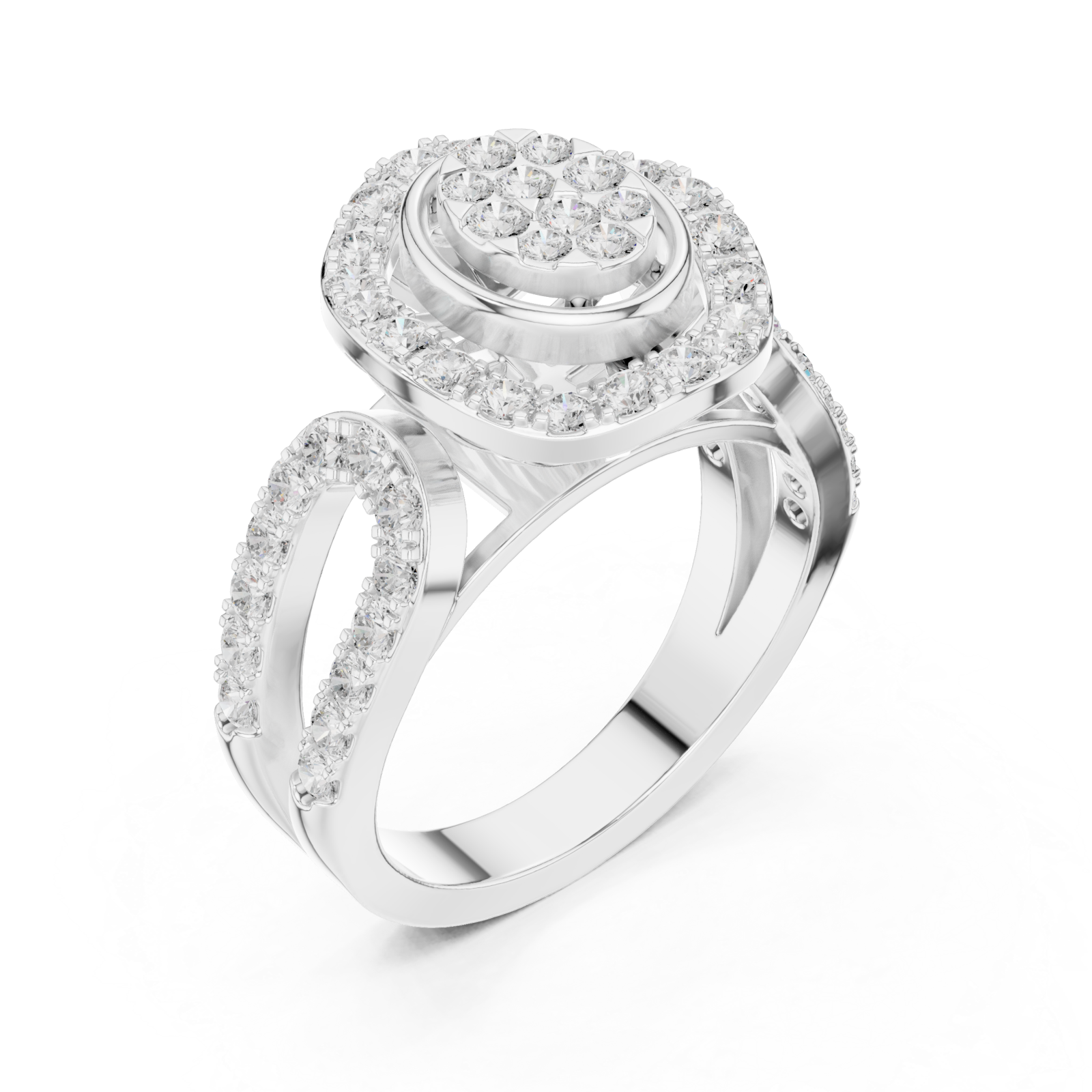  White Gold Opaline Spiral Radiance Band Ring Right View