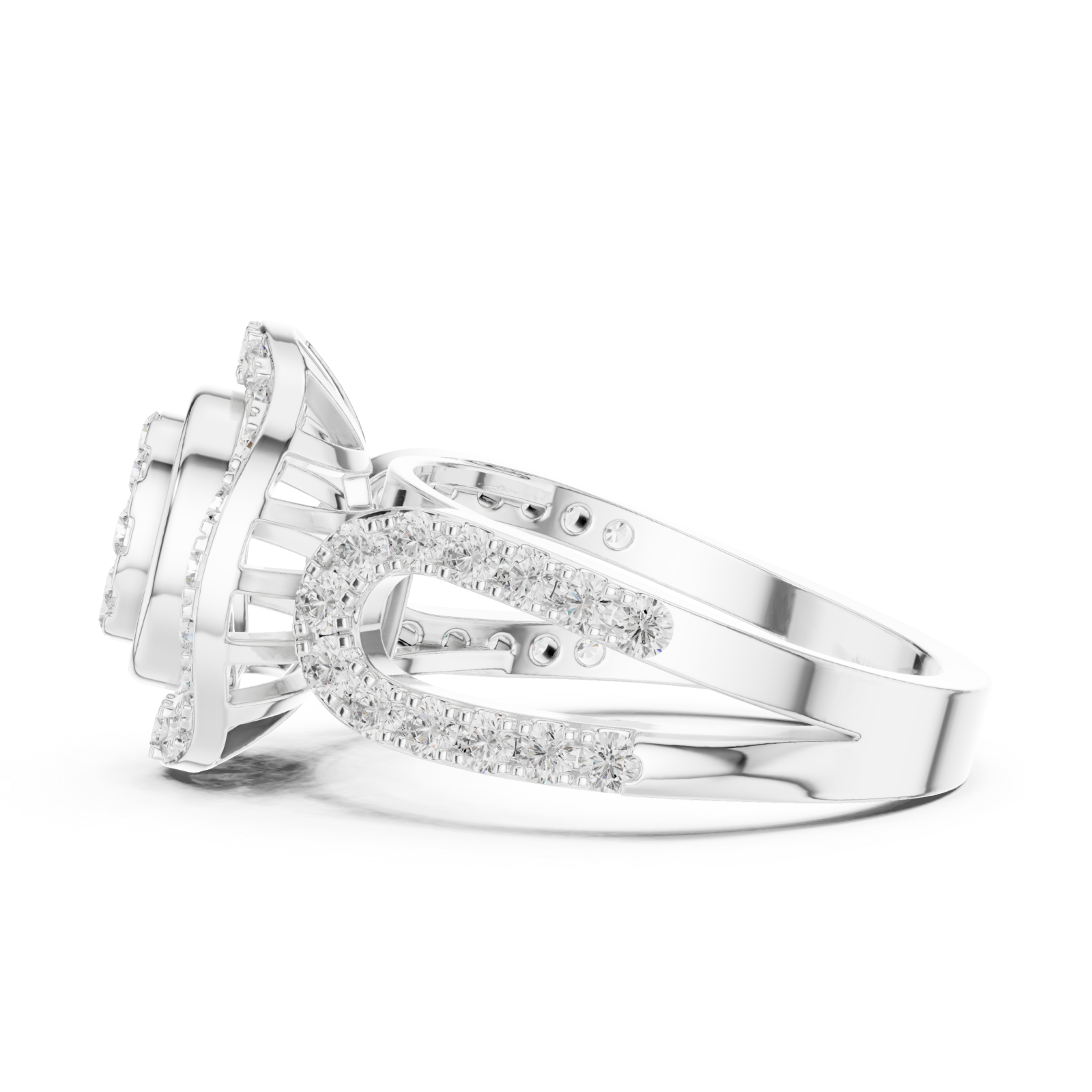  White Gold Opaline Spiral Radiance Band Ring Side View