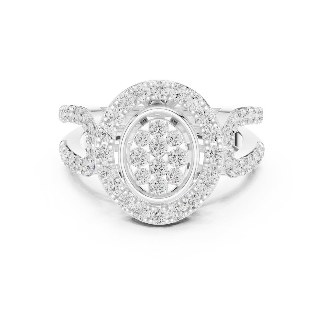  White Gold Opaline Spiral Radiance Band Ring Right View