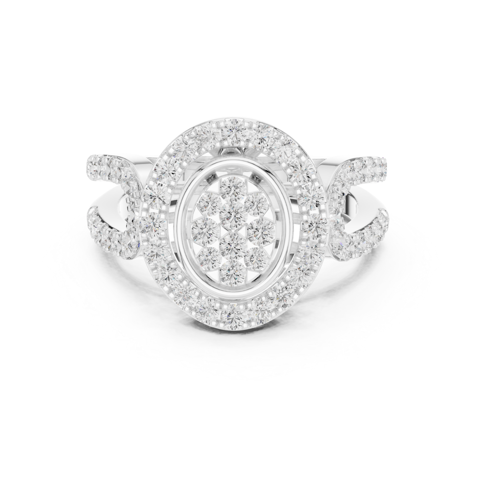  White Gold Opaline Spiral Radiance Band Ring Front View