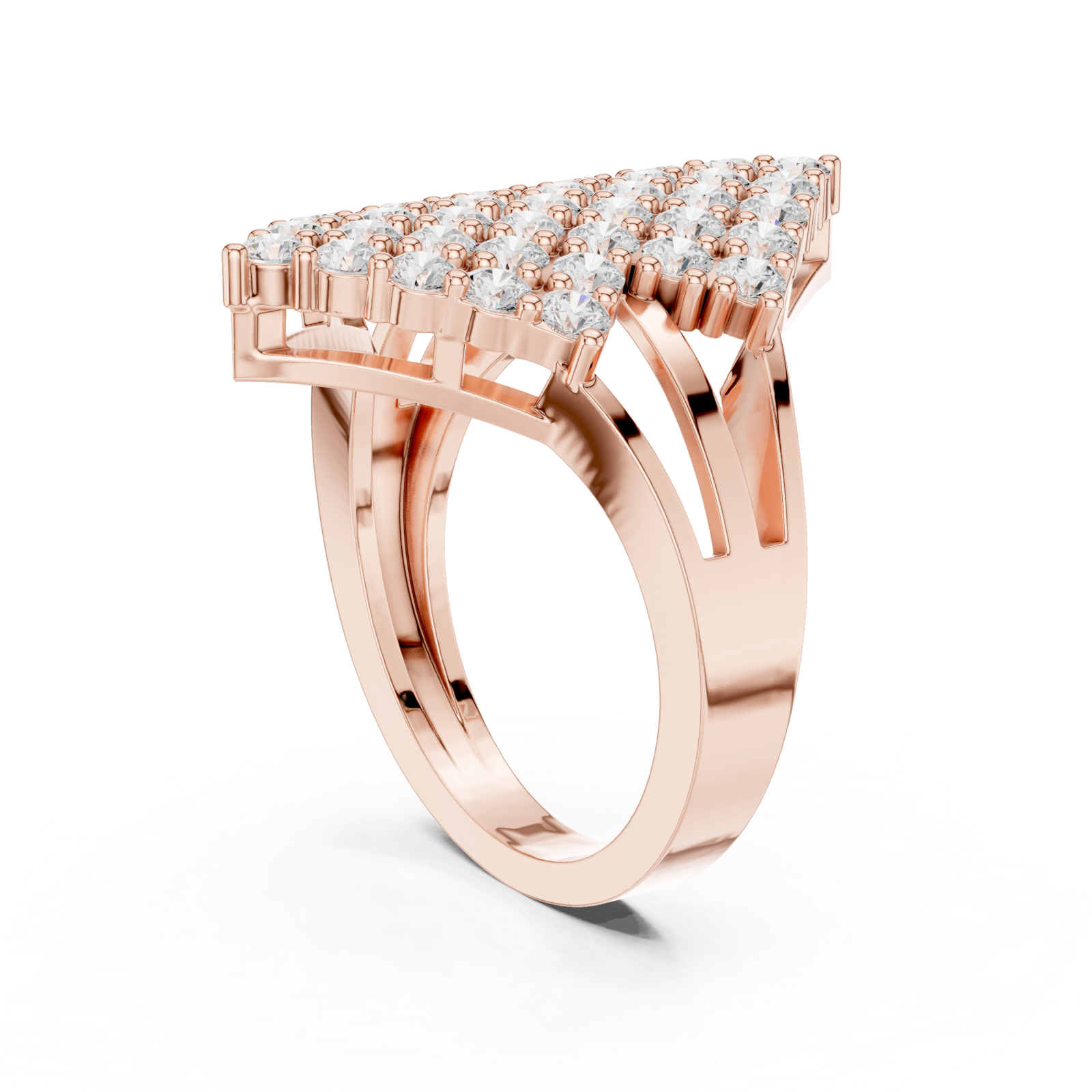  Rose Gold Luminous Tiered Panache Ring Left View