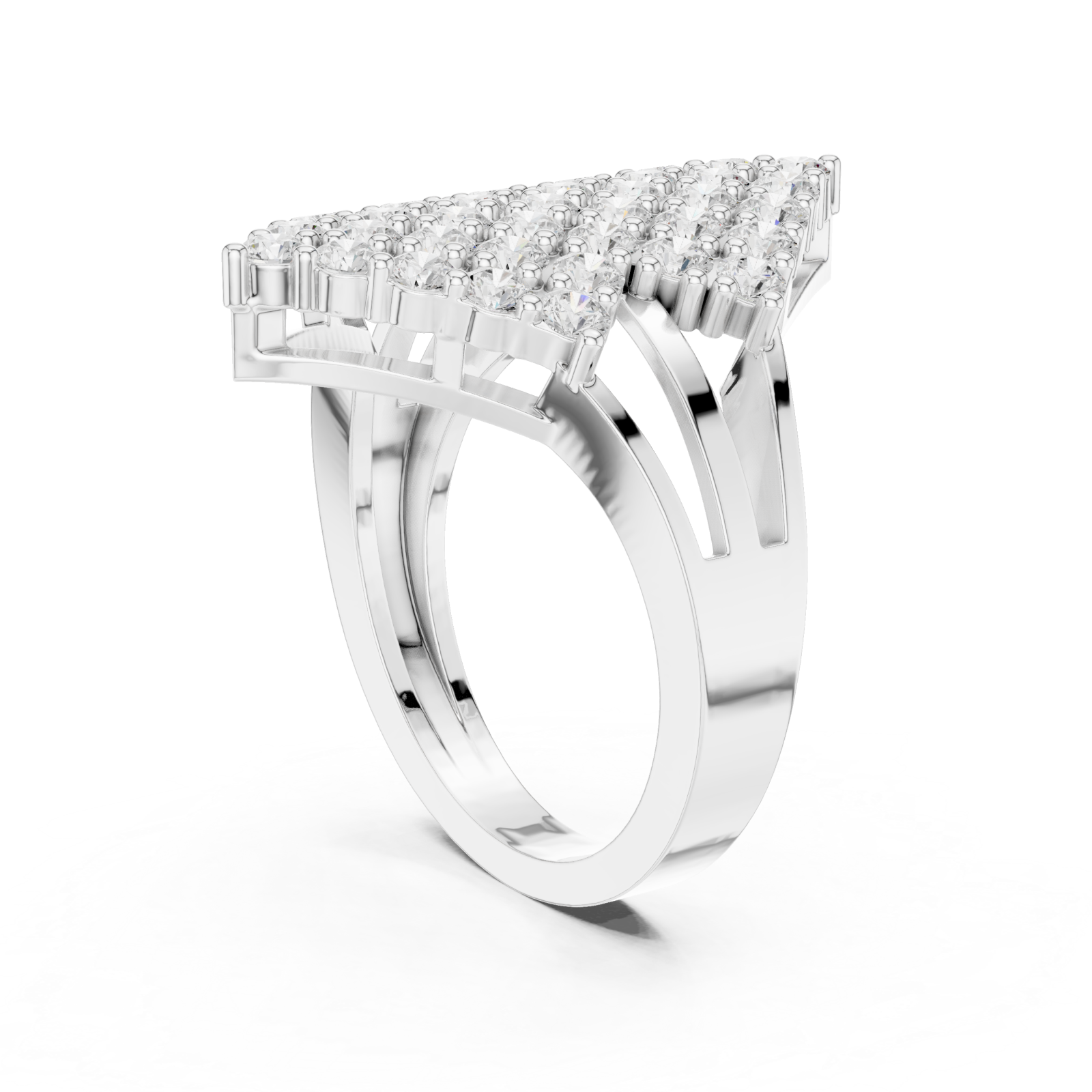  White Gold Luminous Tiered Panache Ring Left View
