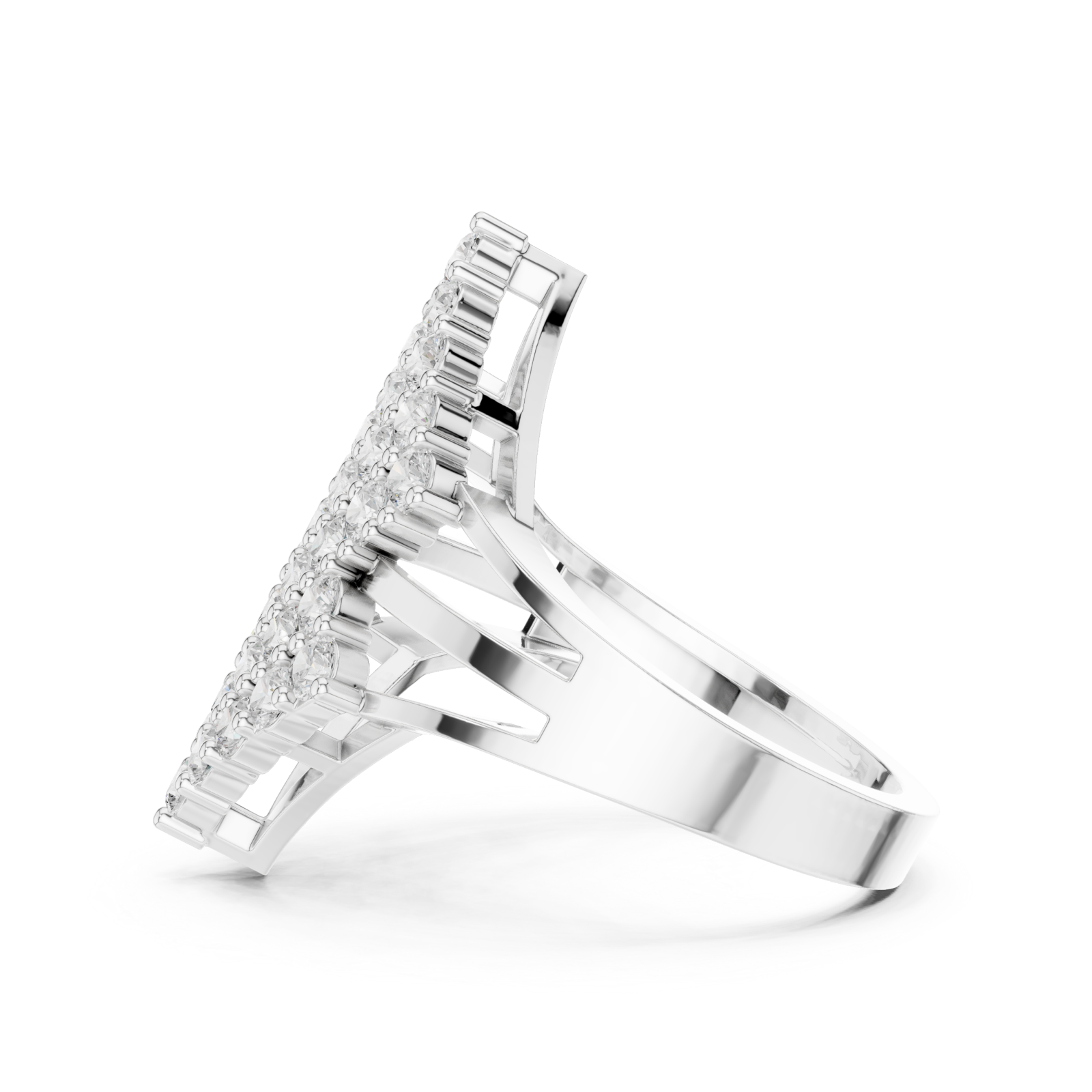  White Gold Luminous Tiered Panache Ring Side View