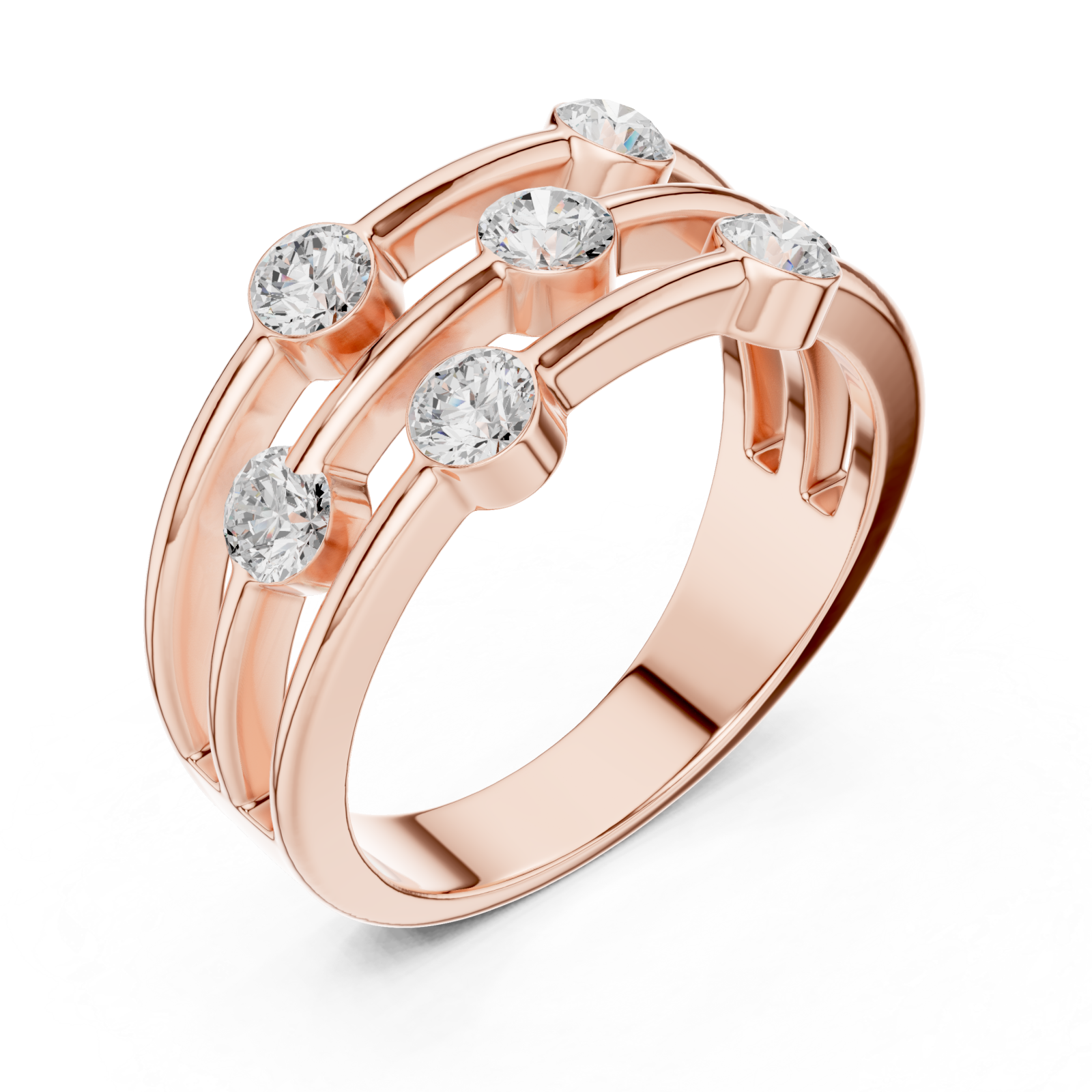  Rose Gold Eclipse Lines Stacking Ring Right View