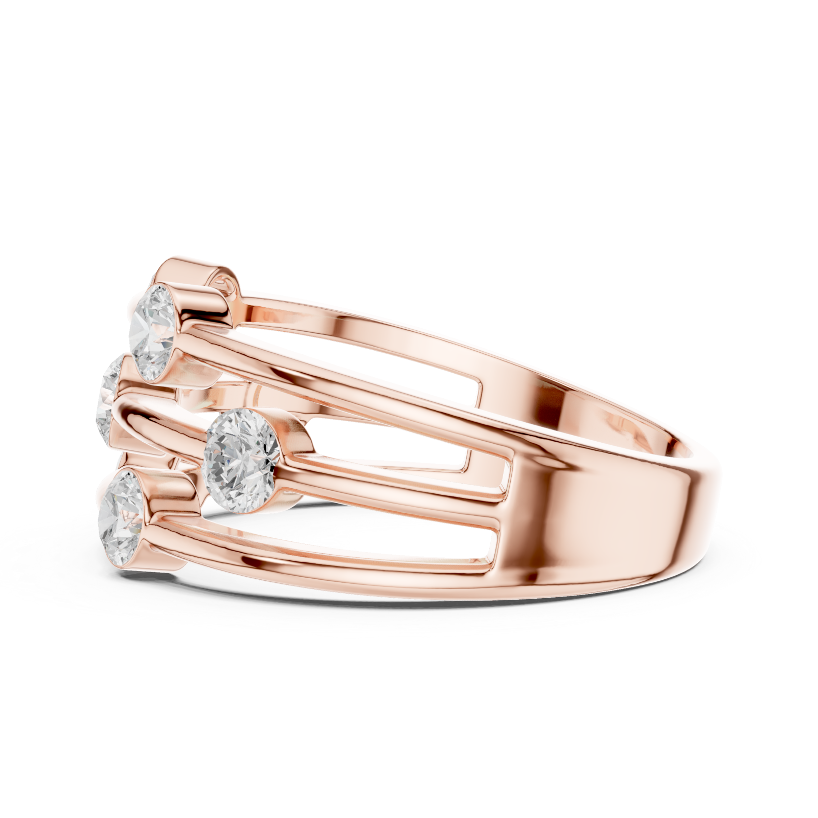  Rose Gold Eclipse Lines Stacking Ring Side View