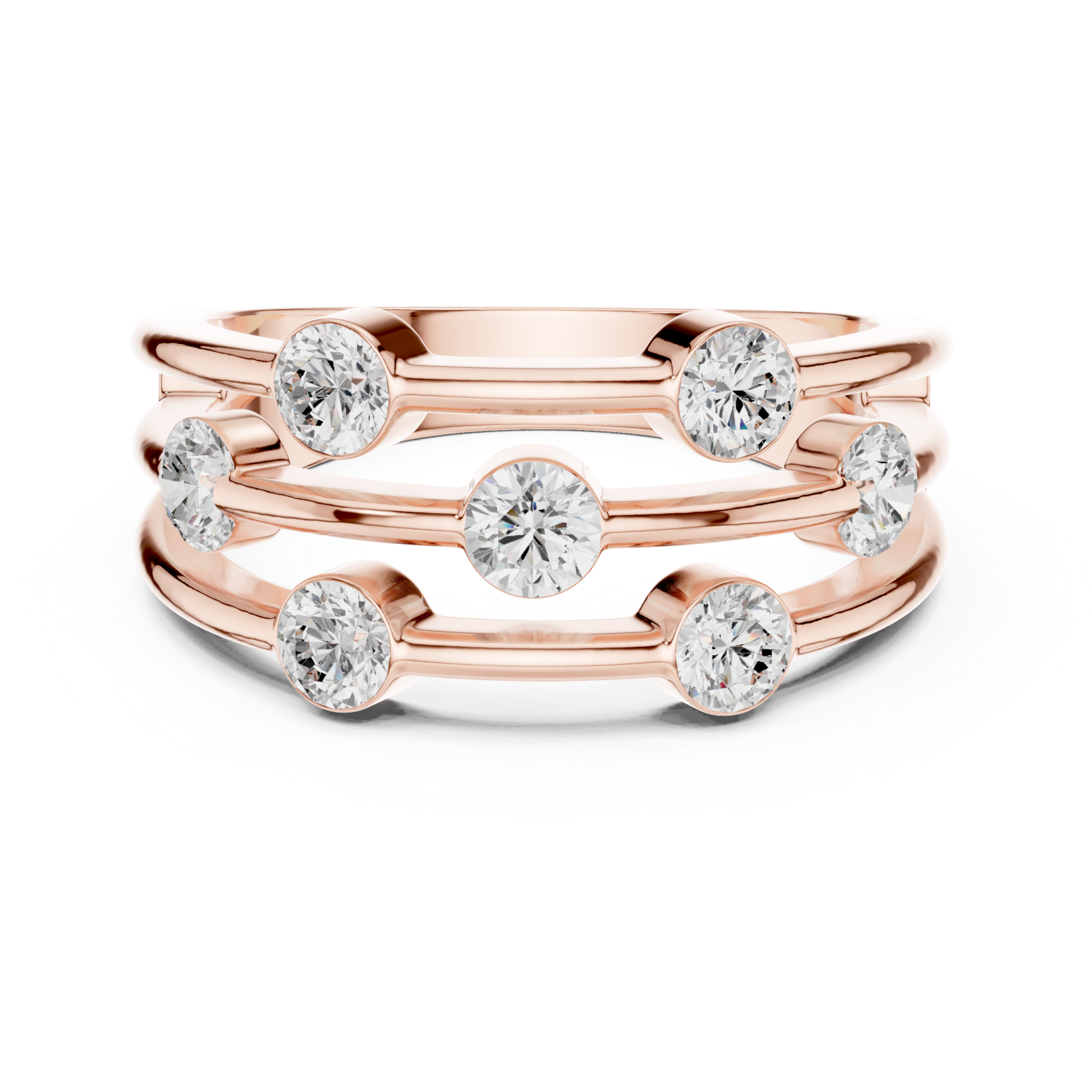  Rose Gold Eclipse Lines Stacking Ring Front View