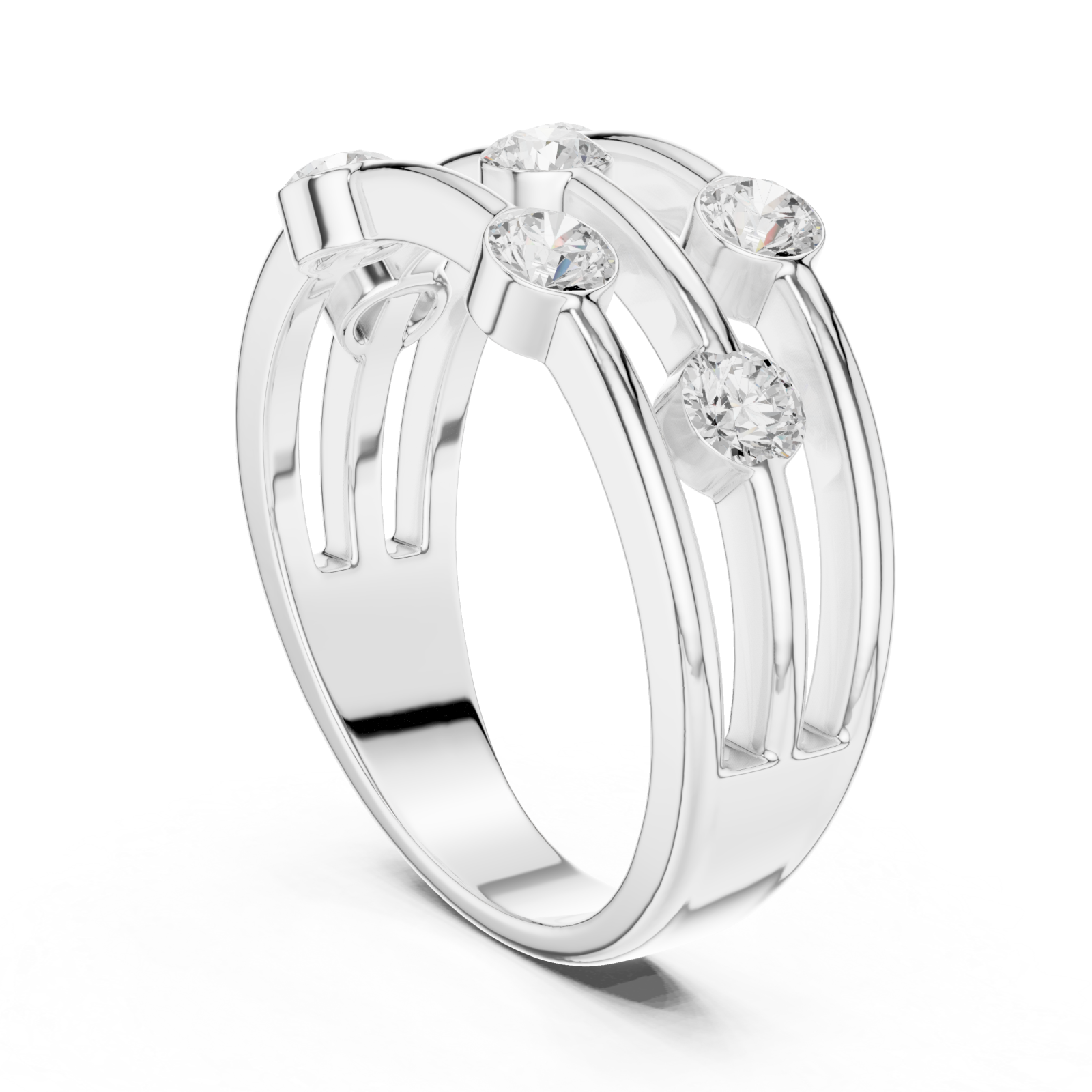  White Gold Eclipse Lines Stacking Ring Left View