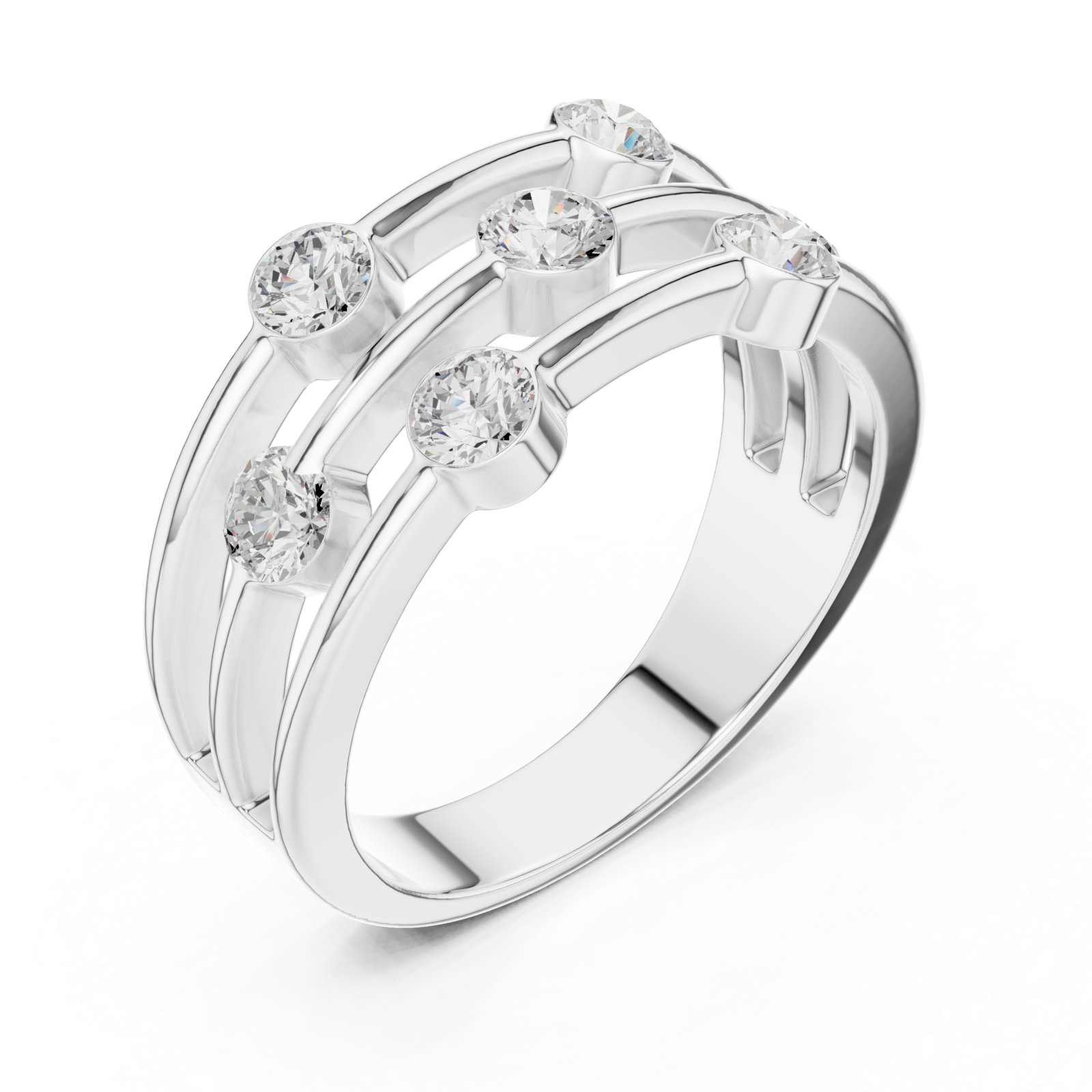  White Gold Eclipse Lines Stacking Ring Right View