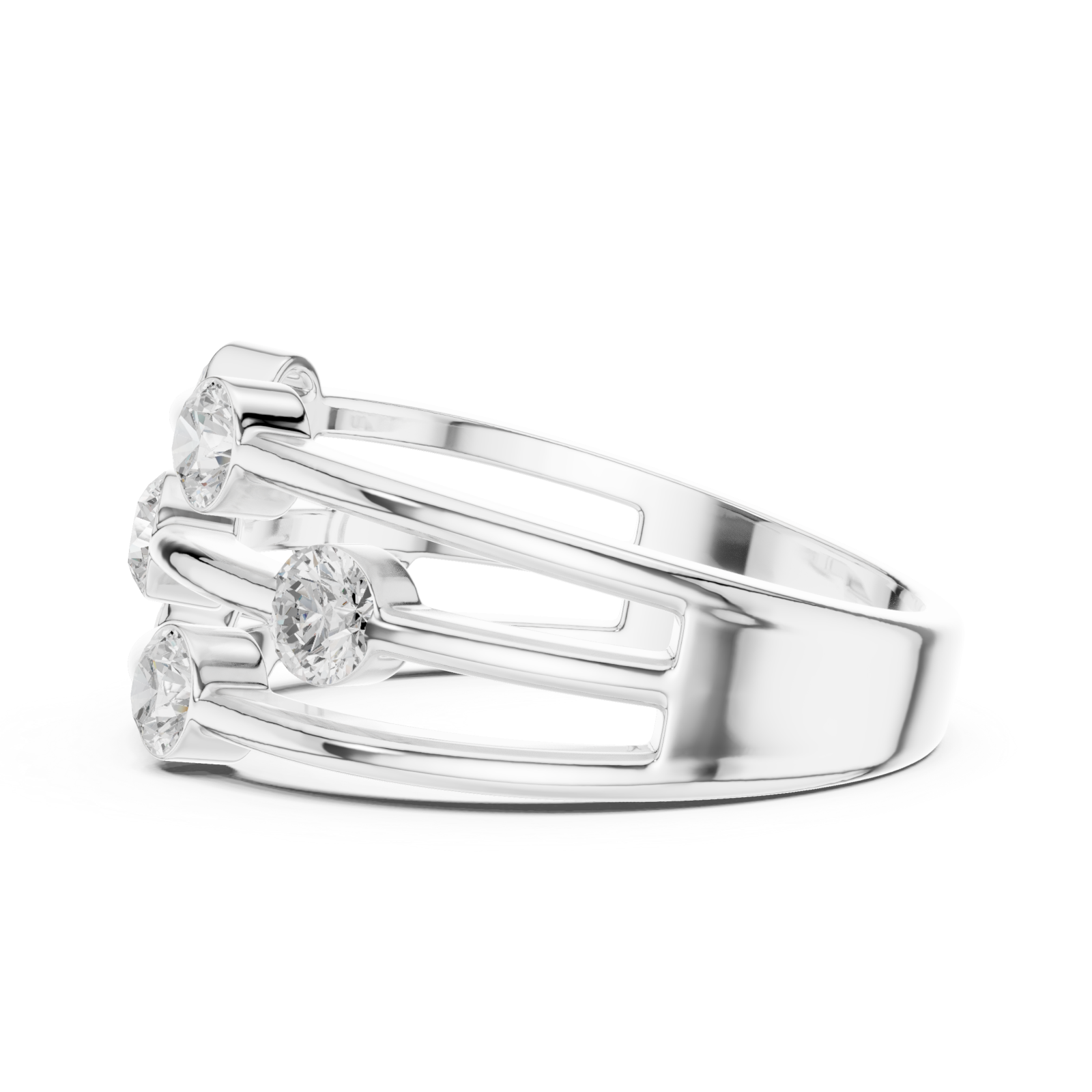  White Gold Eclipse Lines Stacking Ring Side View