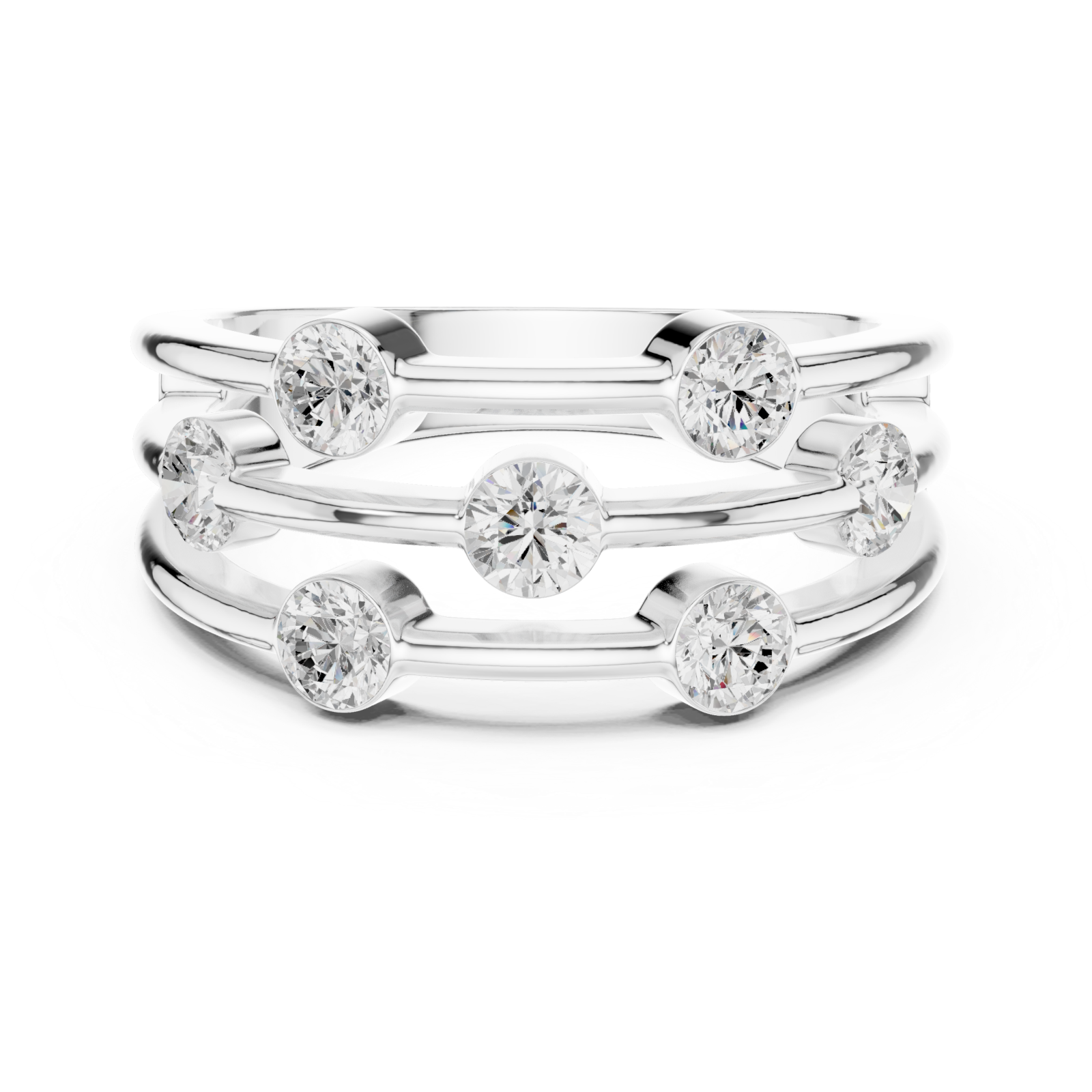  White Gold Eclipse Lines Stacking Ring Front View