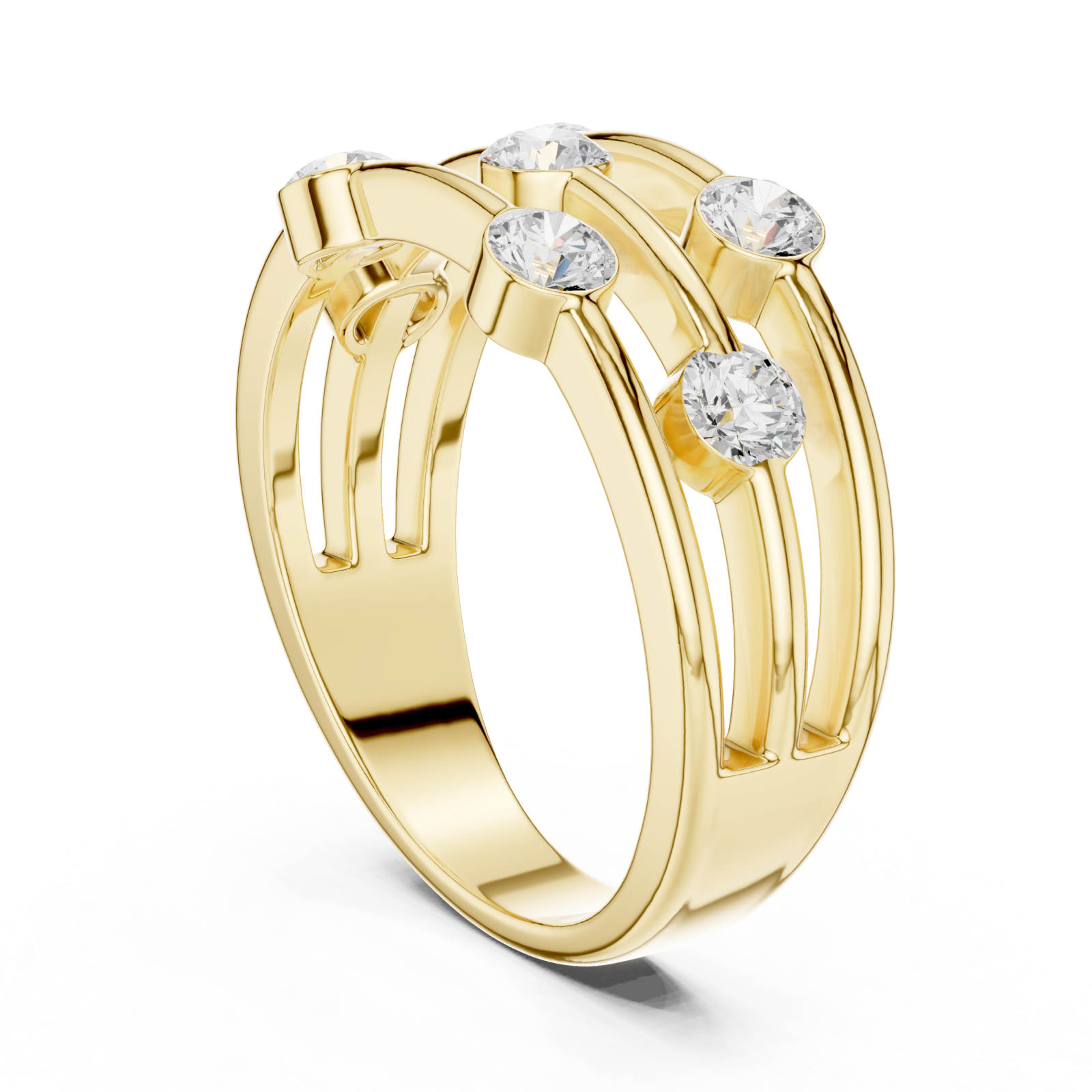  Gold Eclipse Lines Stacking Ring Left View
