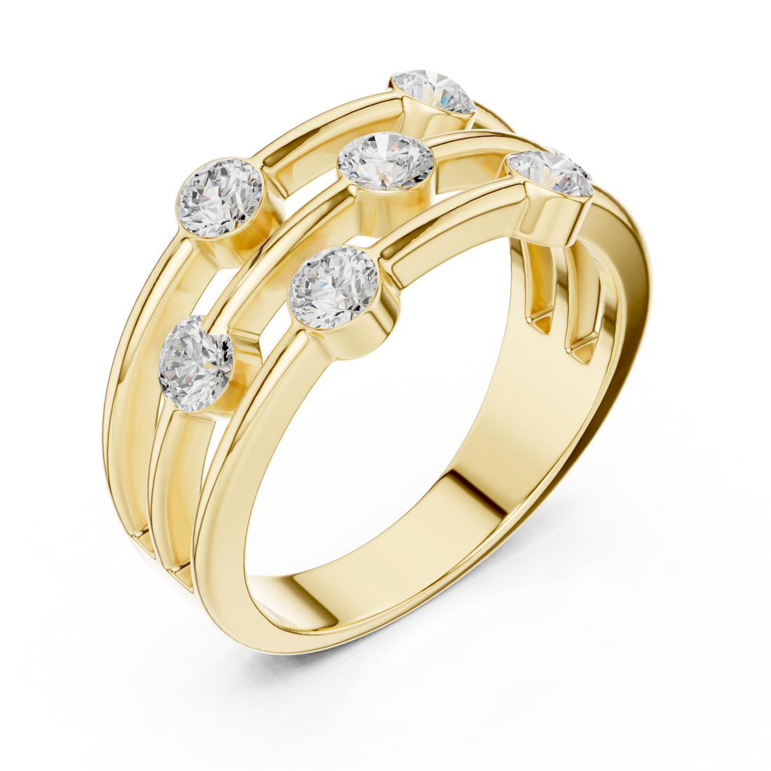 Gold Eclipse Lines Stacking Ring Right View