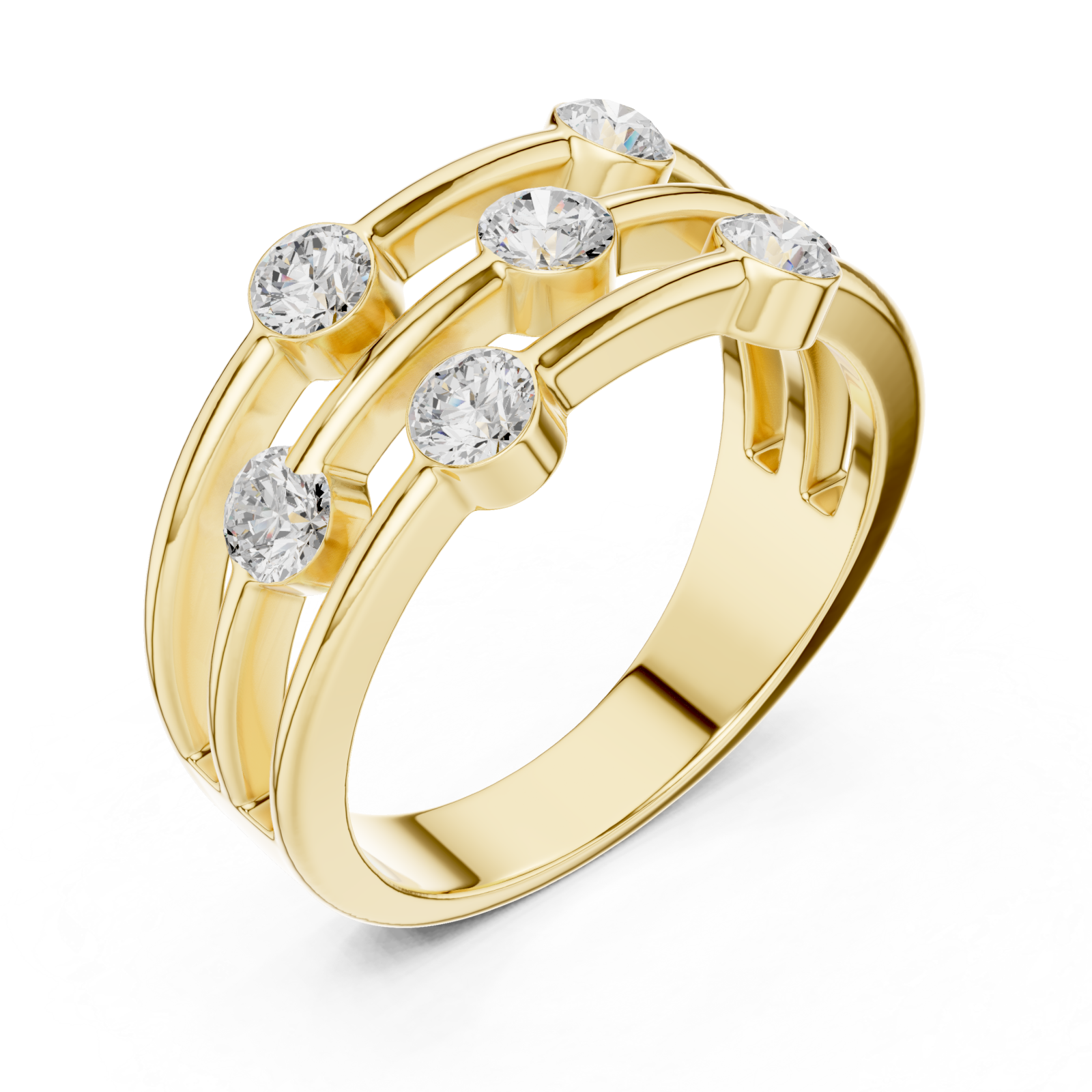 Gold Eclipse Lines Stacking Ring Right View