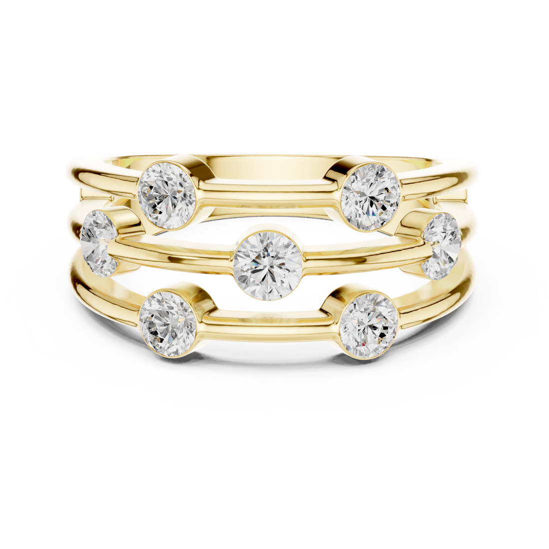 Gold Eclipse Lines Stacking Ring Right View