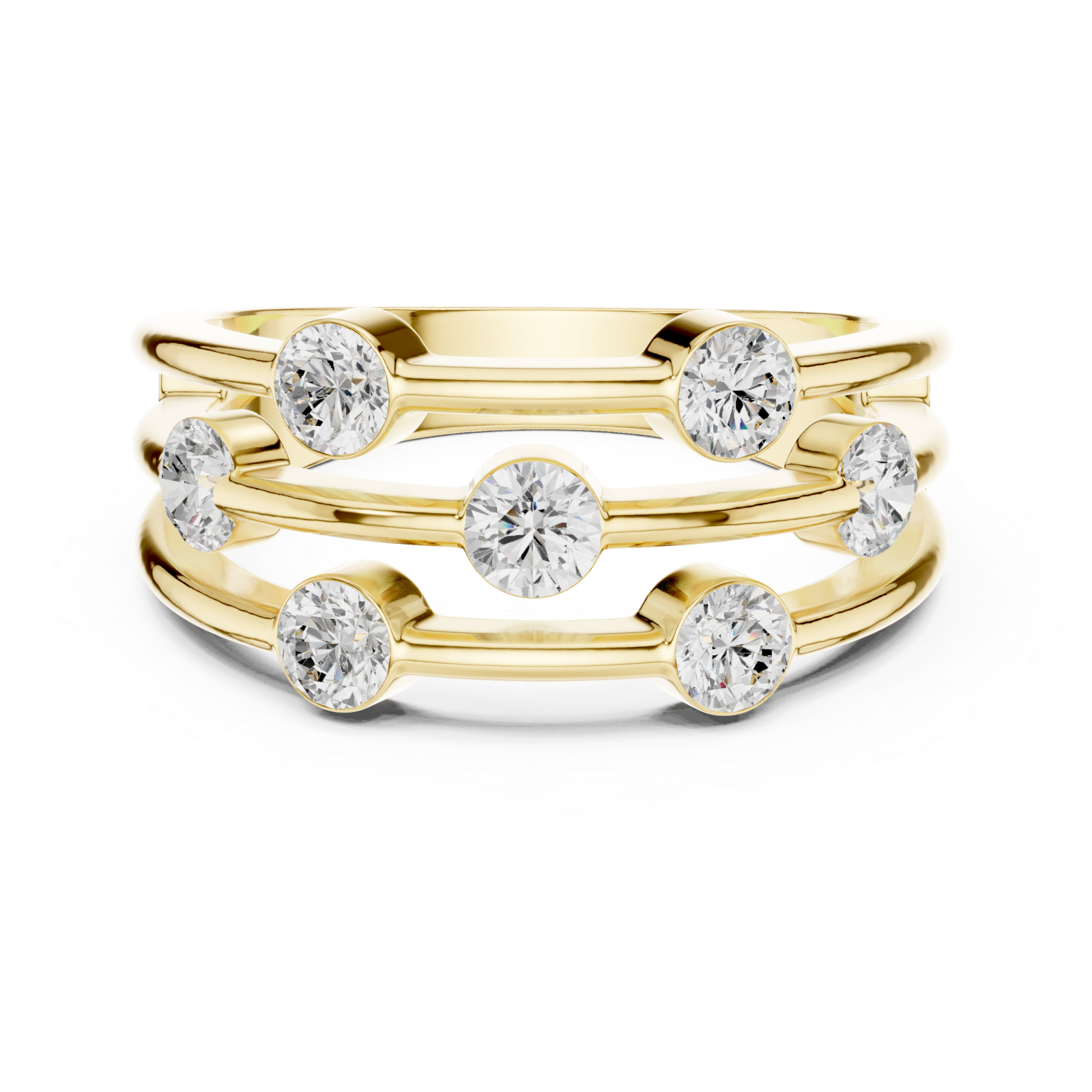  Gold Eclipse Lines Stacking Ring Front View