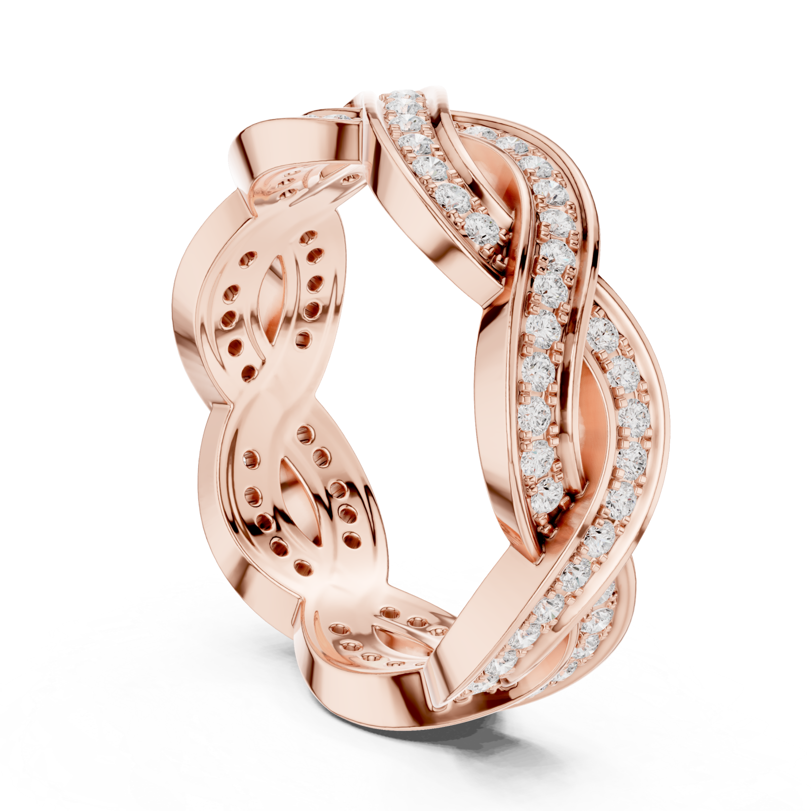  Rose Gold Serenade Braided Statement Ring Left View