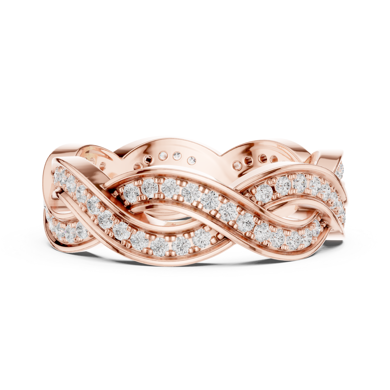 Rose Gold Serenade Braided Statement Ring Side View