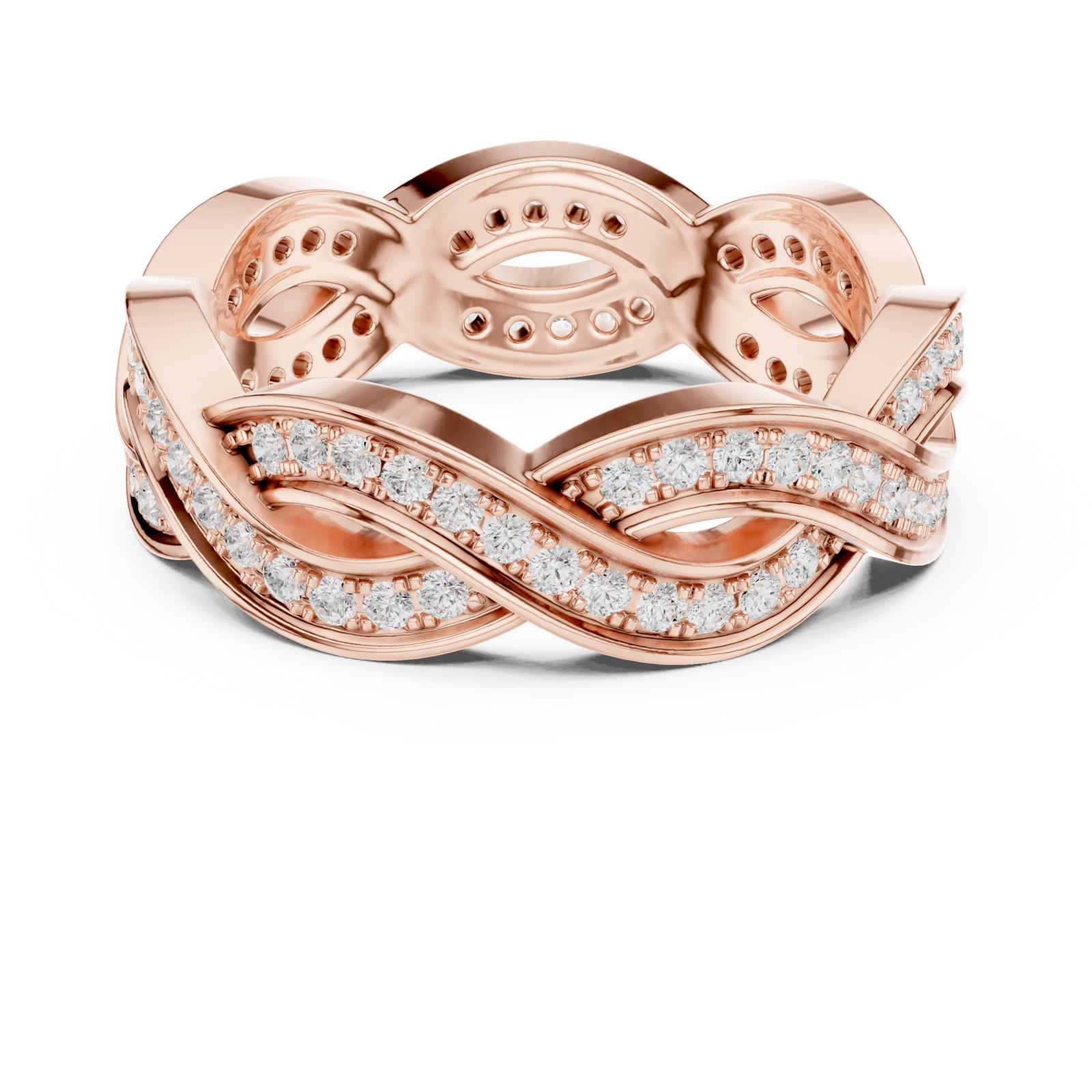  Rose Gold Serenade Braided Statement Ring Front View