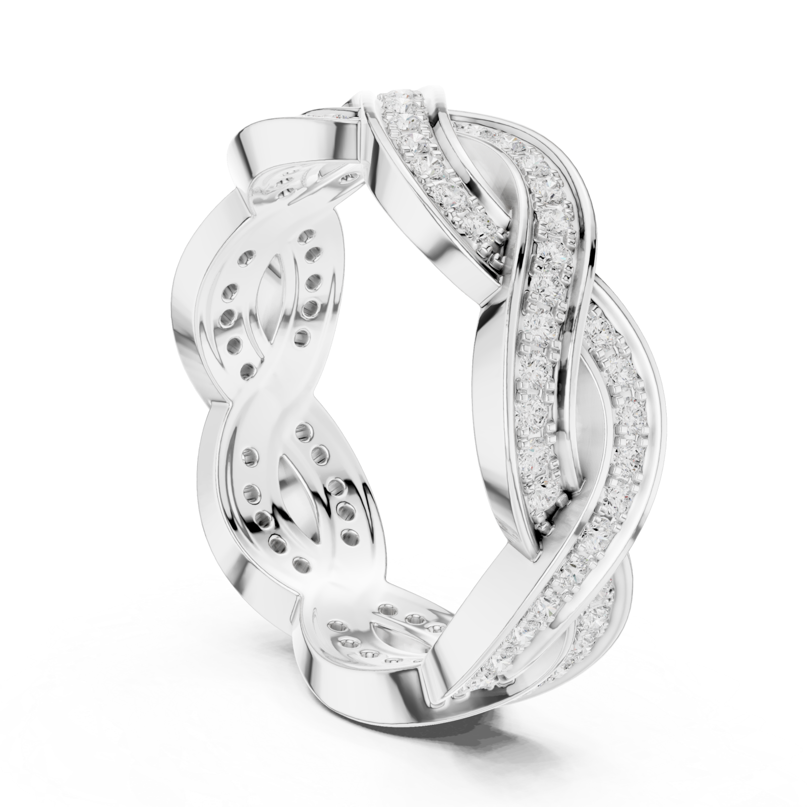  White Gold Serenade Braided Statement Ring Left View