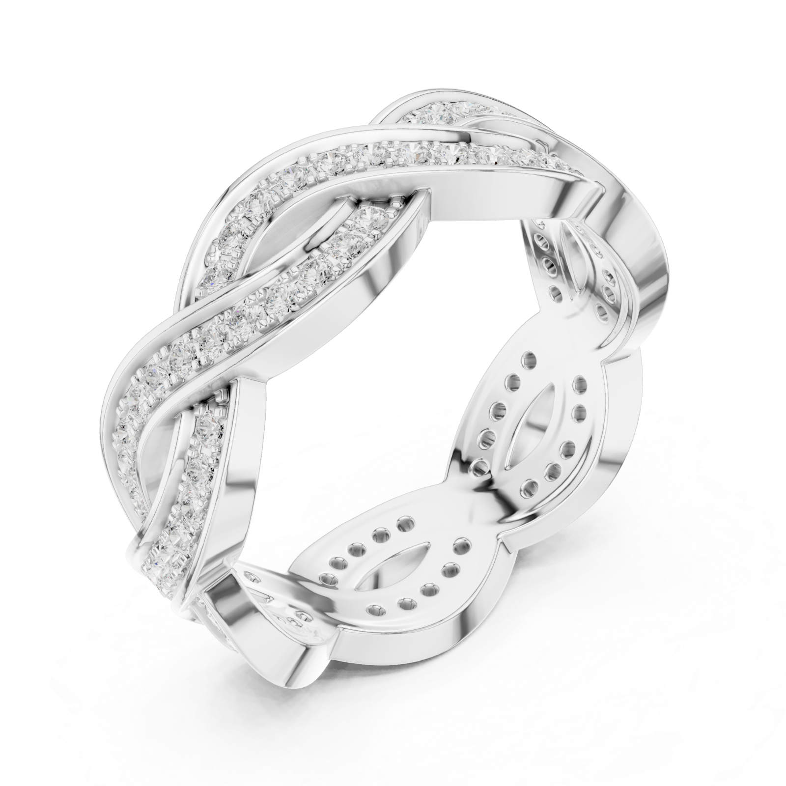 White Gold Serenade Braided Statement Ring Right View
