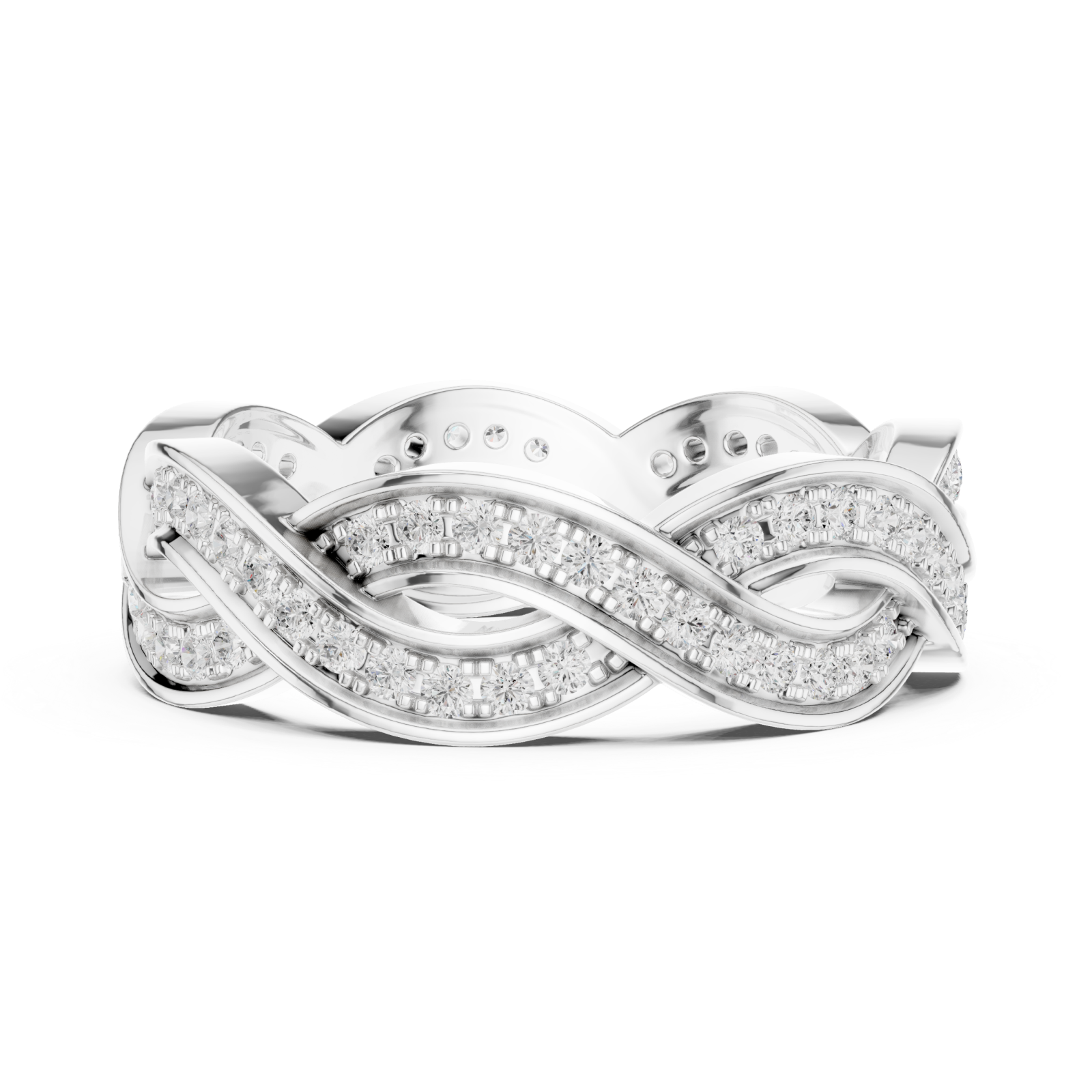  White Gold Serenade Braided Statement Ring Side View
