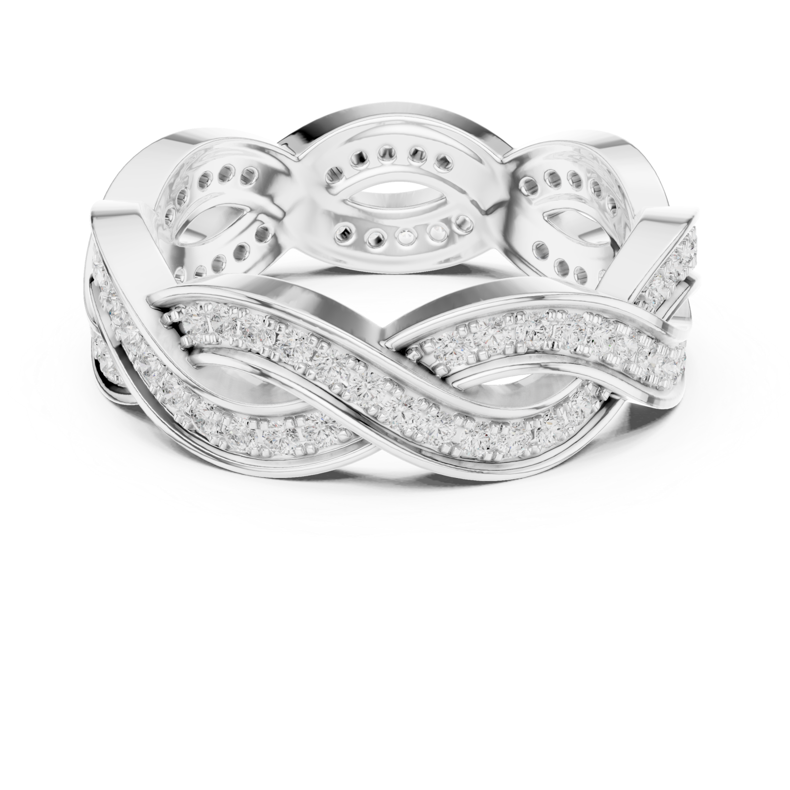  White Gold Serenade Braided Statement Ring Front View